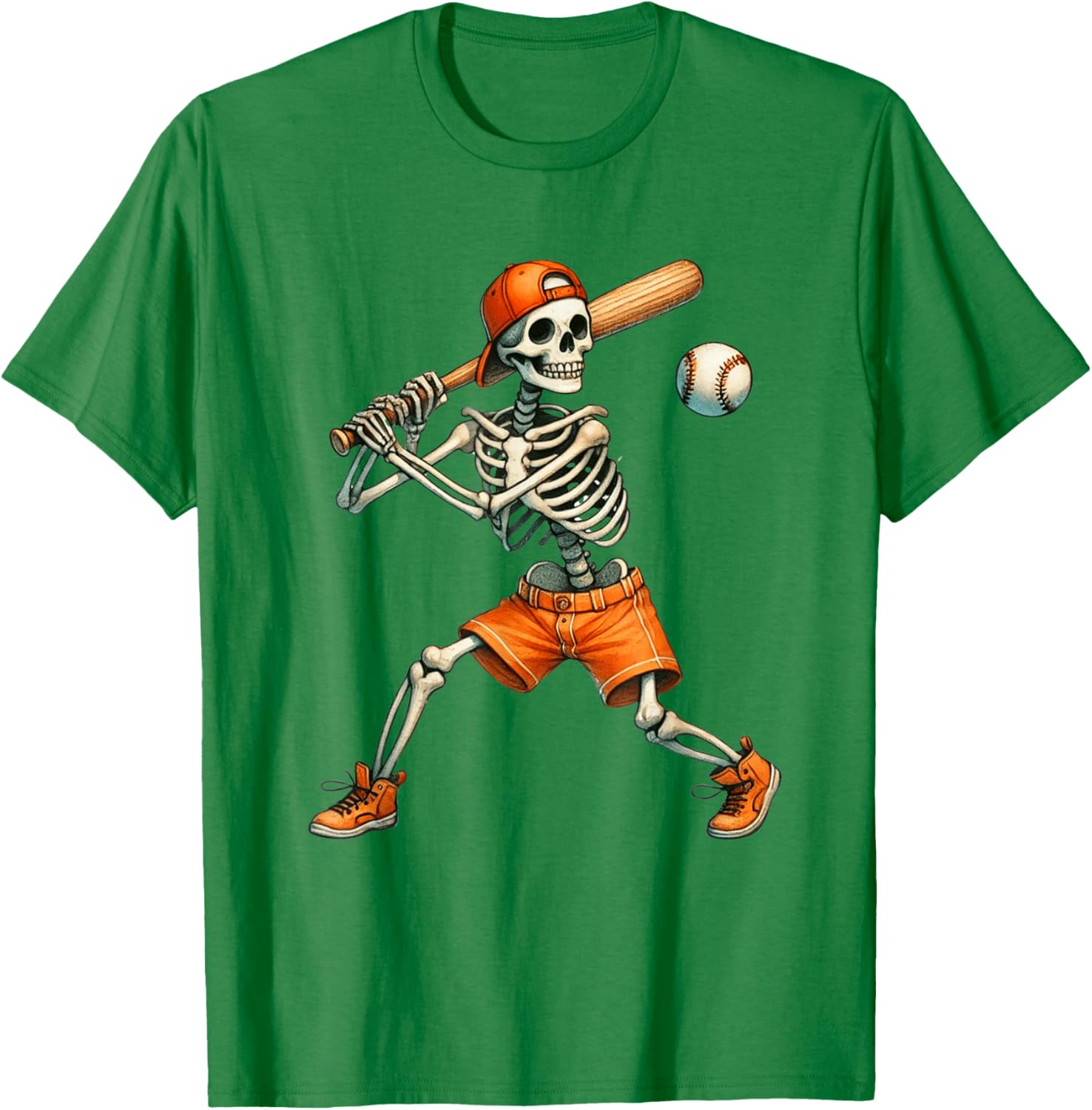 Funny Skeleton Baseball T-Shirt for Halloween Fun - Boys and Men Sizes - 6