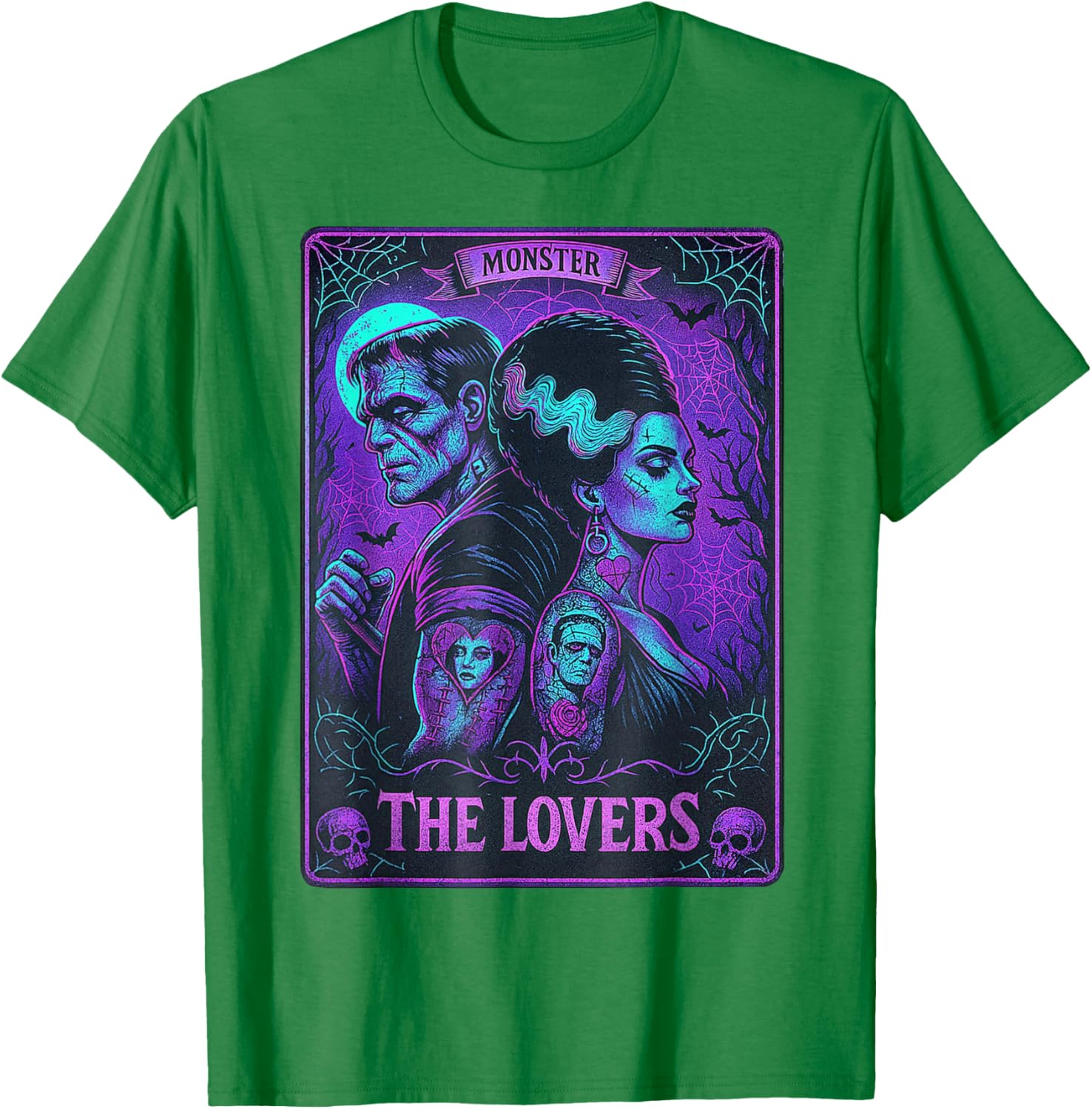 Monster Frankenstein and Bride Lovers Tarot Card T-Shirt for Fans - 21