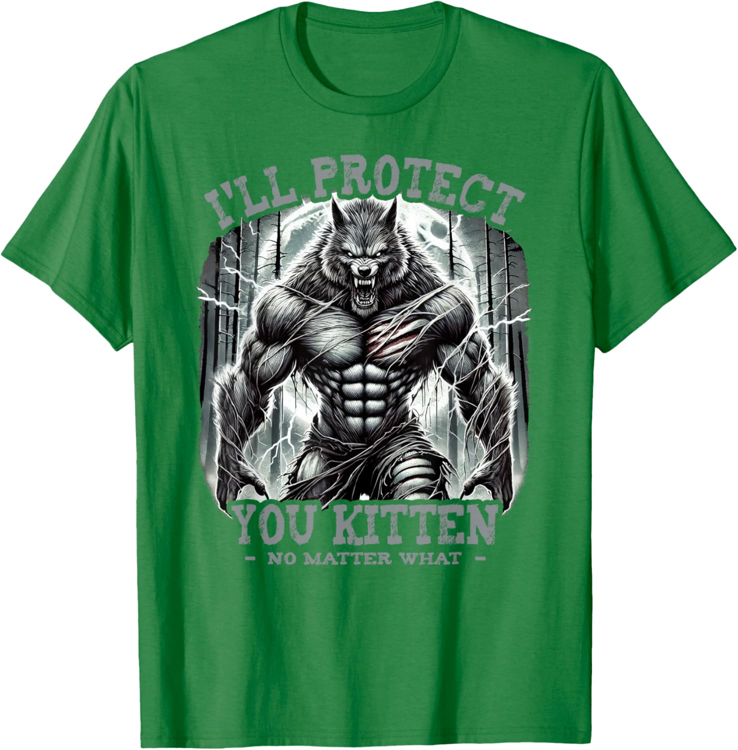 Funny Graphic Tee I'll Protect You Kitten Alpha Wolf T-Shirt for Pet Lovers - 7