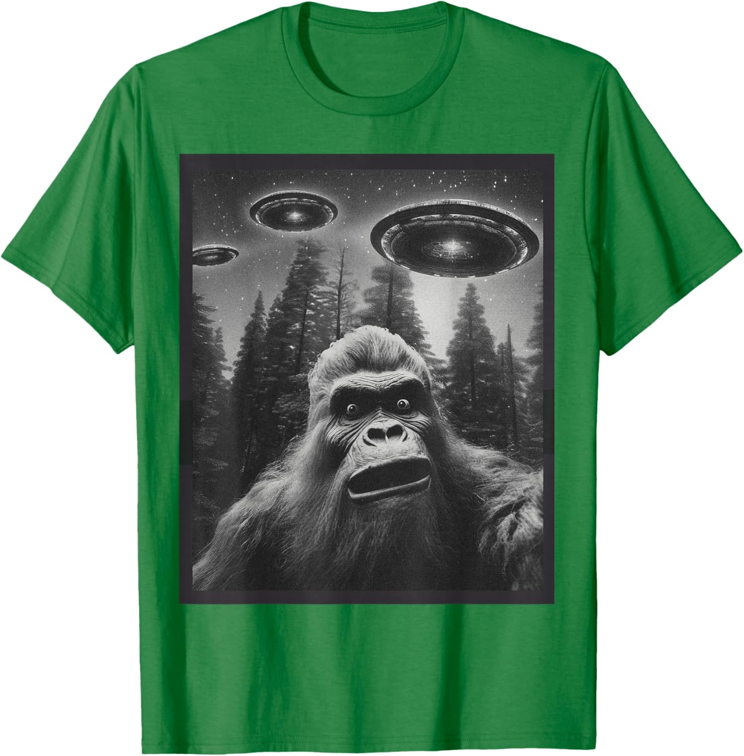Funny Bigfoot Alien Cat Graphic Tee for Men and Women - Unique T-Shirt - 2
