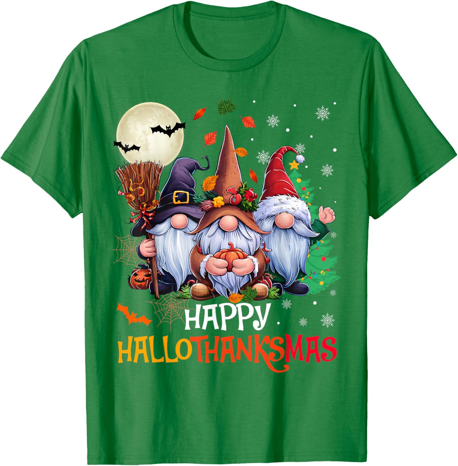 Happy Hallothanksmas Gnomes Lover T-Shirt for Halloween and Christmas - 4