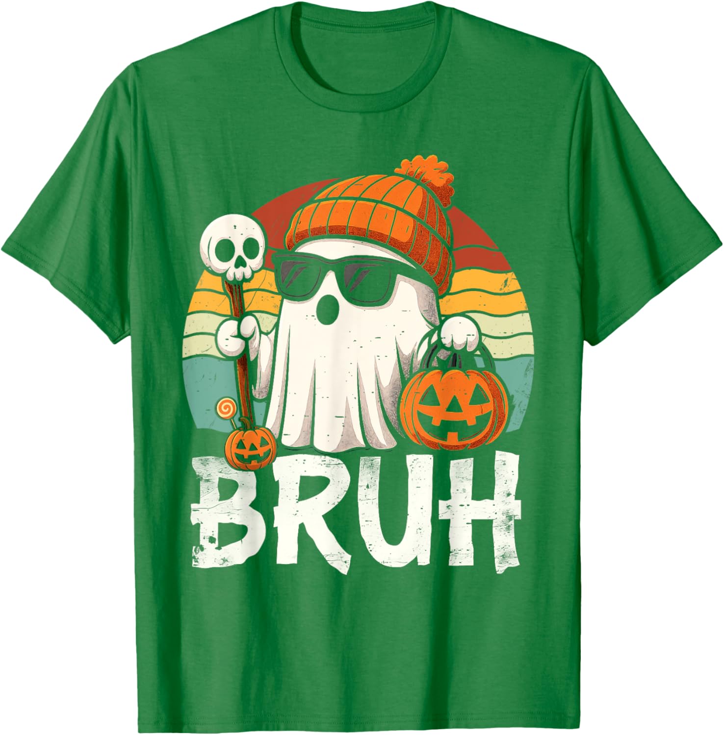 Cute Bruh Ghost Trick or Treat Kids T-Shirt for Halloween Fun - 20