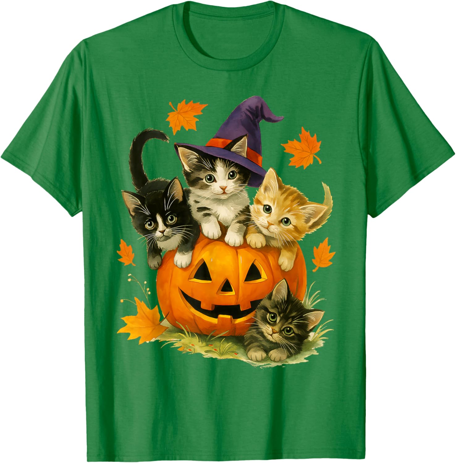 Cute Cat Pumpkin Halloween Vintage T-Shirt for Spooky Season Fun - 3