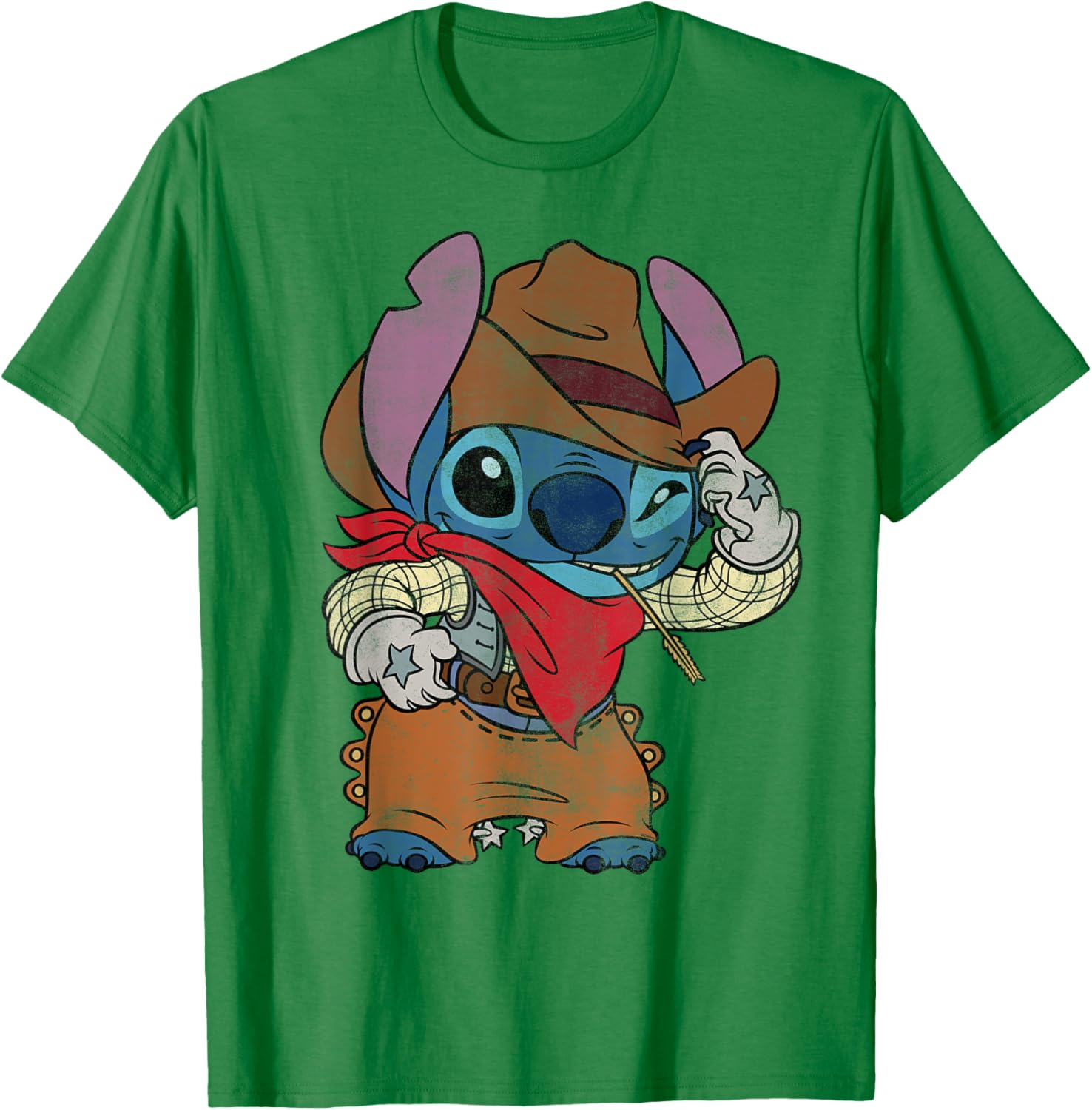 Disney Stitch Cowboy Costume T-Shirt Vintage Western Style Apparel - 8