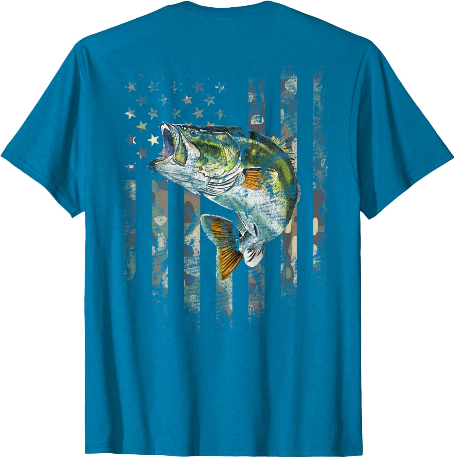 American Flag Camo Bass Fishing T-Shirt for Outdoor Enthusiasts - 27