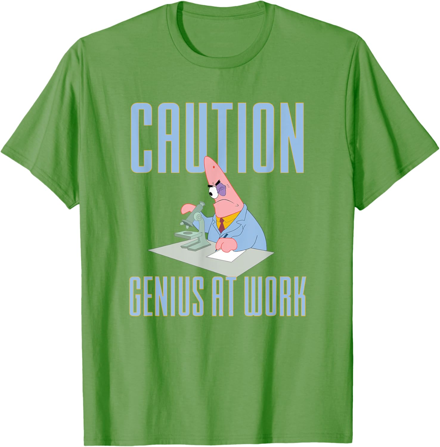 Mademark SpongeBob Patrick Star Caution Genius at Work T-Shirt for Fans - 5
