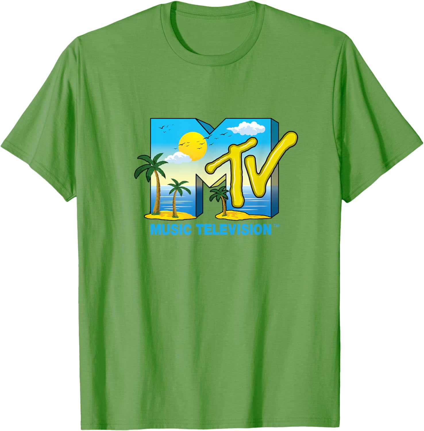 Mademark x MTV Official Logo T-Shirt with Palm Trees and Beach Vibes - 16