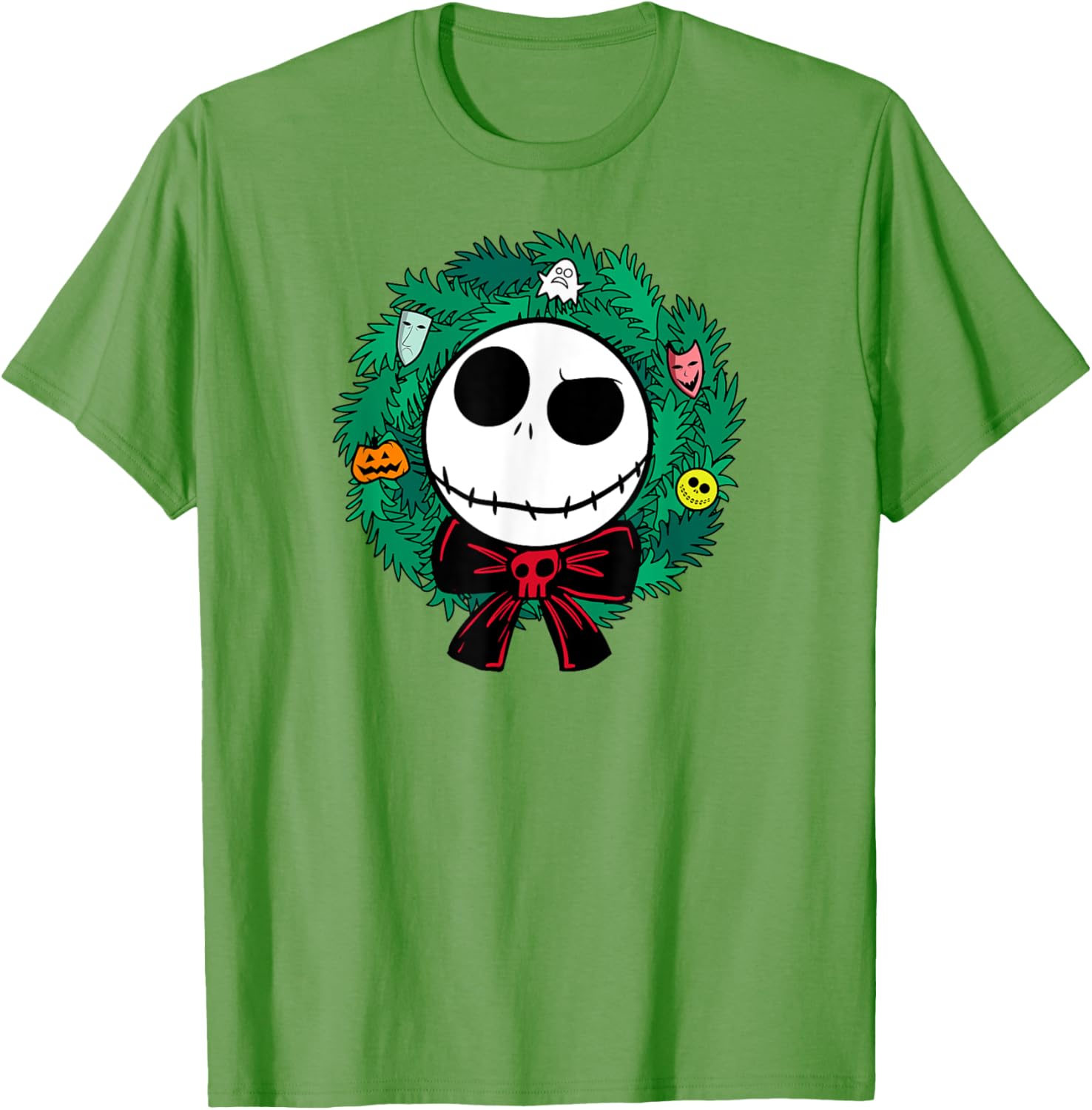 Festive Men's Nightmare Before Christmas Blue Wreath T-Shirt, Small - 7