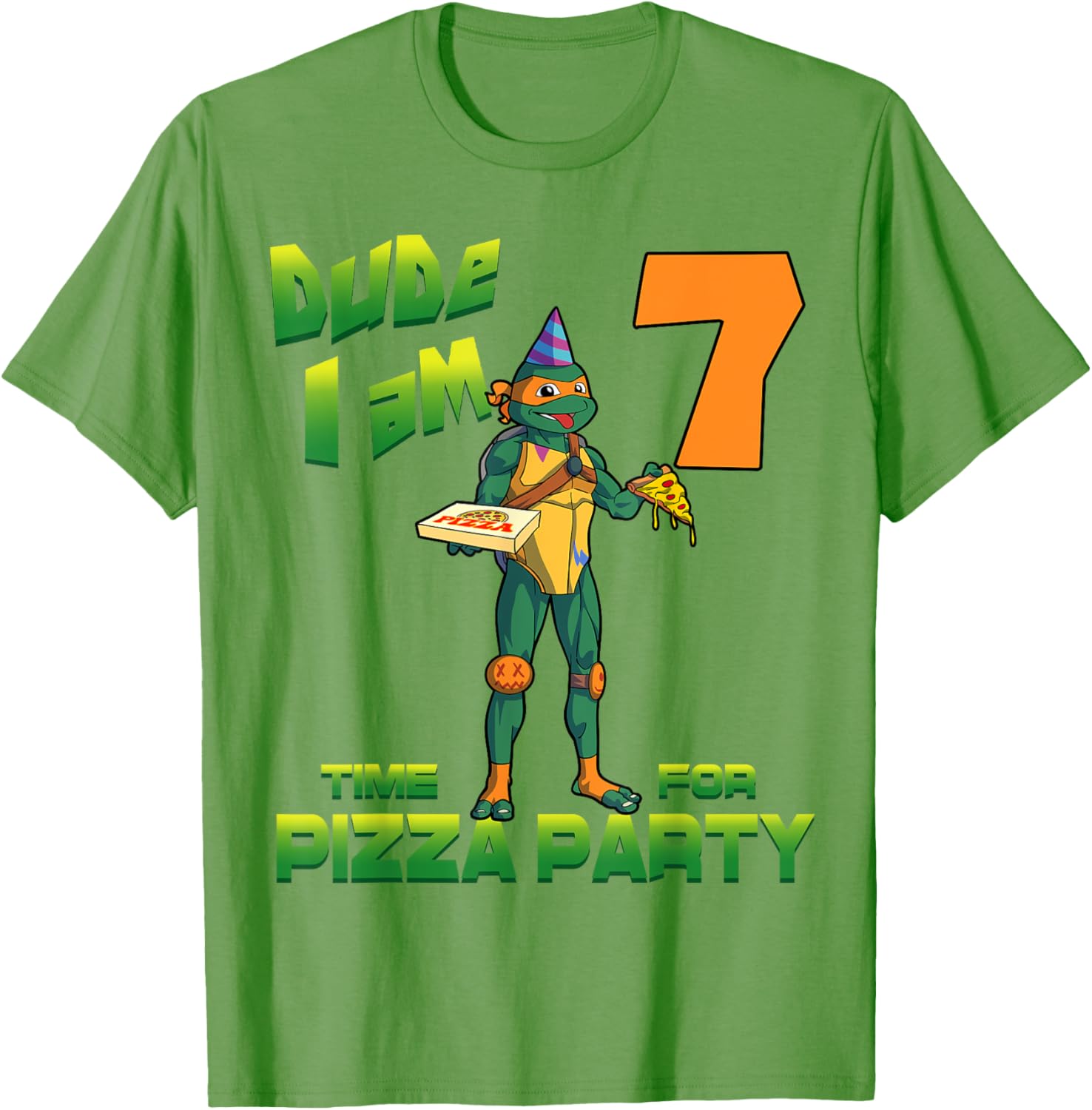 Mademark TMNT Michelangelo Pizza Party T-Shirt for 7 Year Olds - 2
