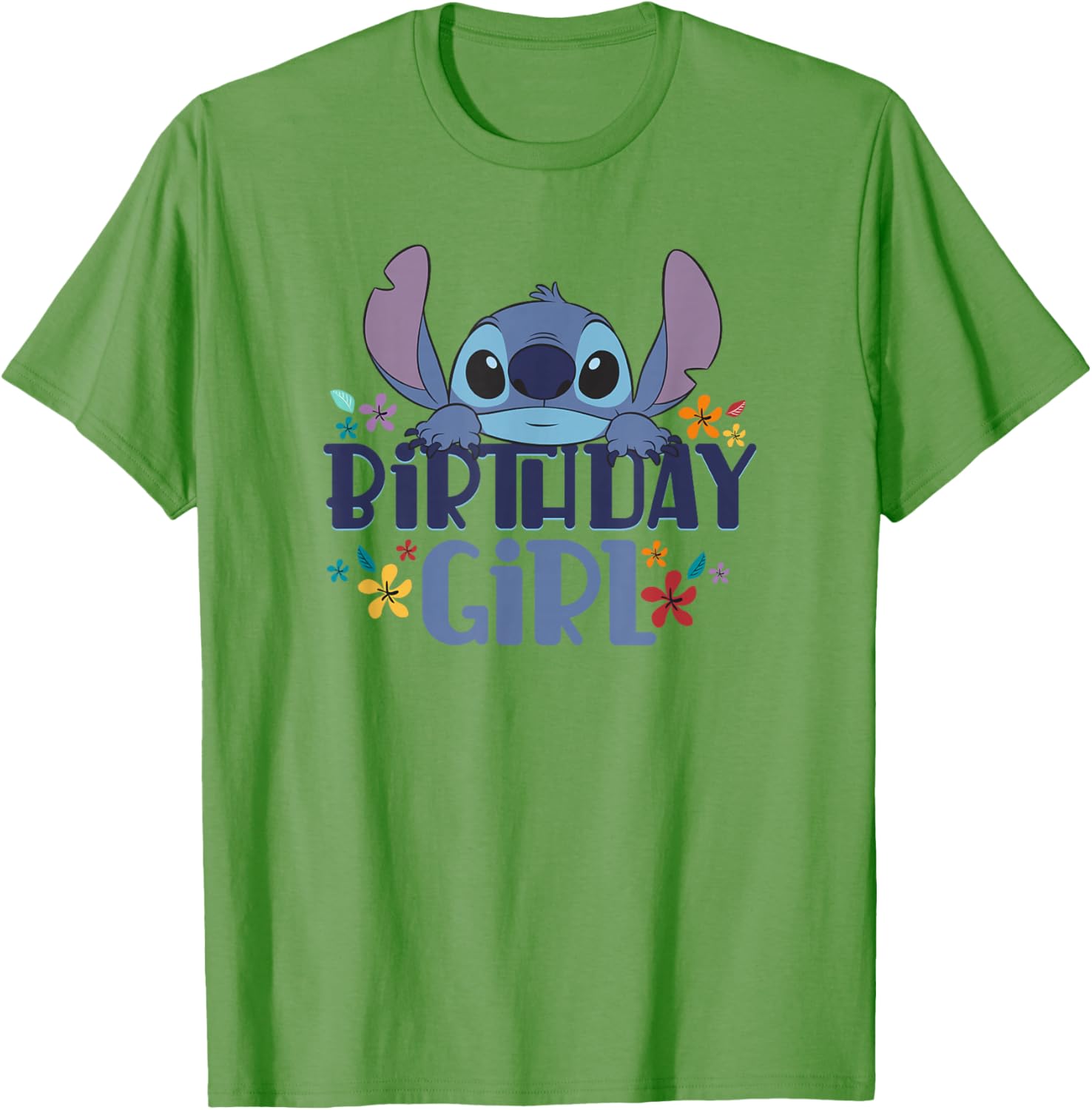 Disney Lilo & Stitch Birthday Girl Retro Floral Logo T-Shirt for Kids - 4