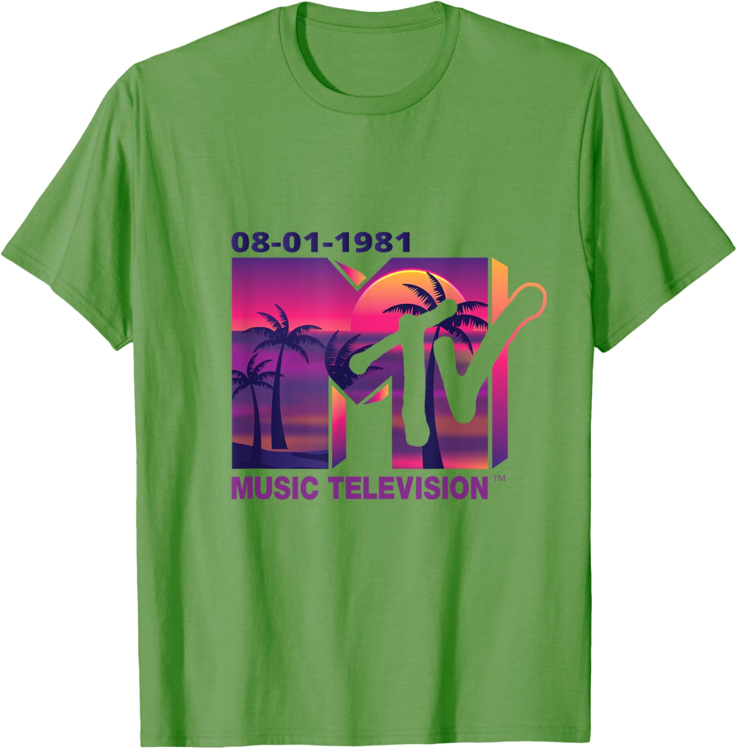 Mademark x MTV 1981 Logo T-Shirt with Purple Palms in Sunset Design - 17