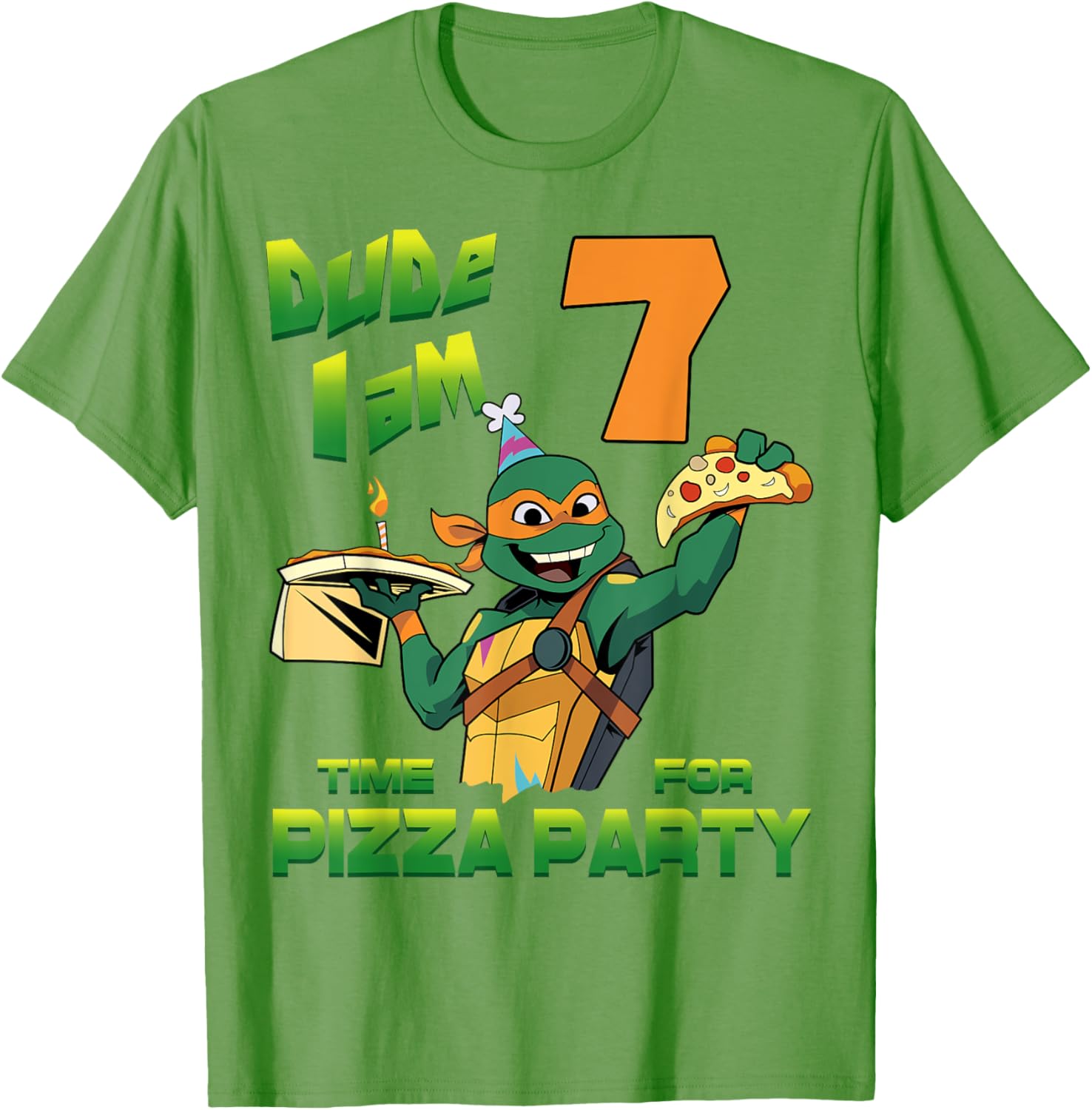 Mademark TMNT Birthday T-Shirt for Kids - Mikey Pizza Party 7 Years Old - 7