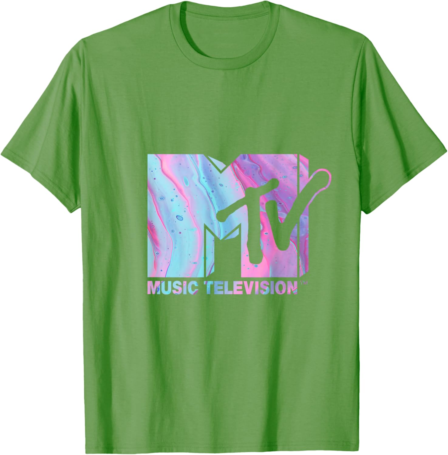 Mademark x MTV Fluid Logo T-Shirt in Pink and Blue for Stylish Wear - 8