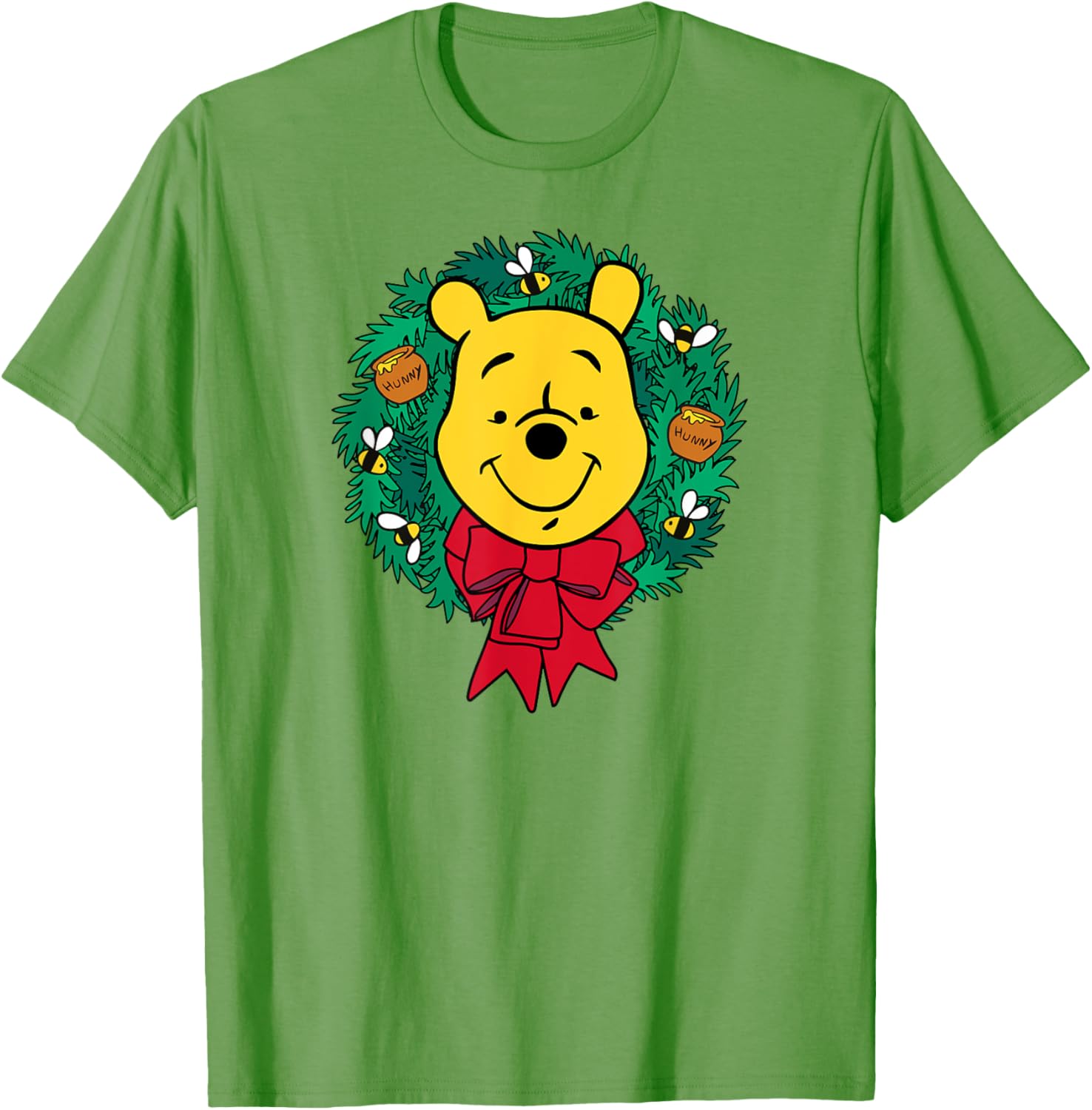 Festive Winnie the Pooh Christmas Wreath T-Shirt for Men, Blue, Small - 5
