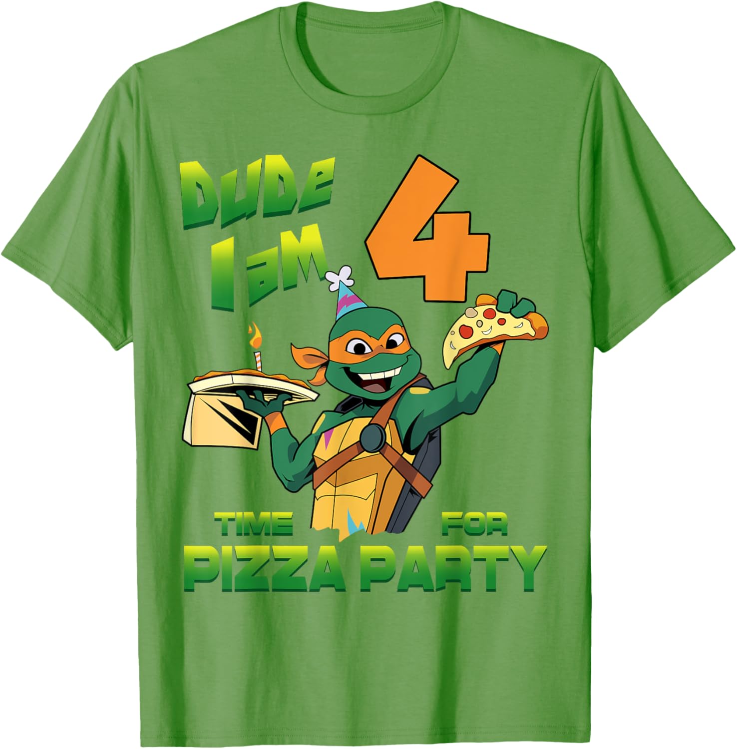 Mademark Teenage Mutant Ninja Turtles Mikey Pizza 4th Birthday T-Shirt - 8