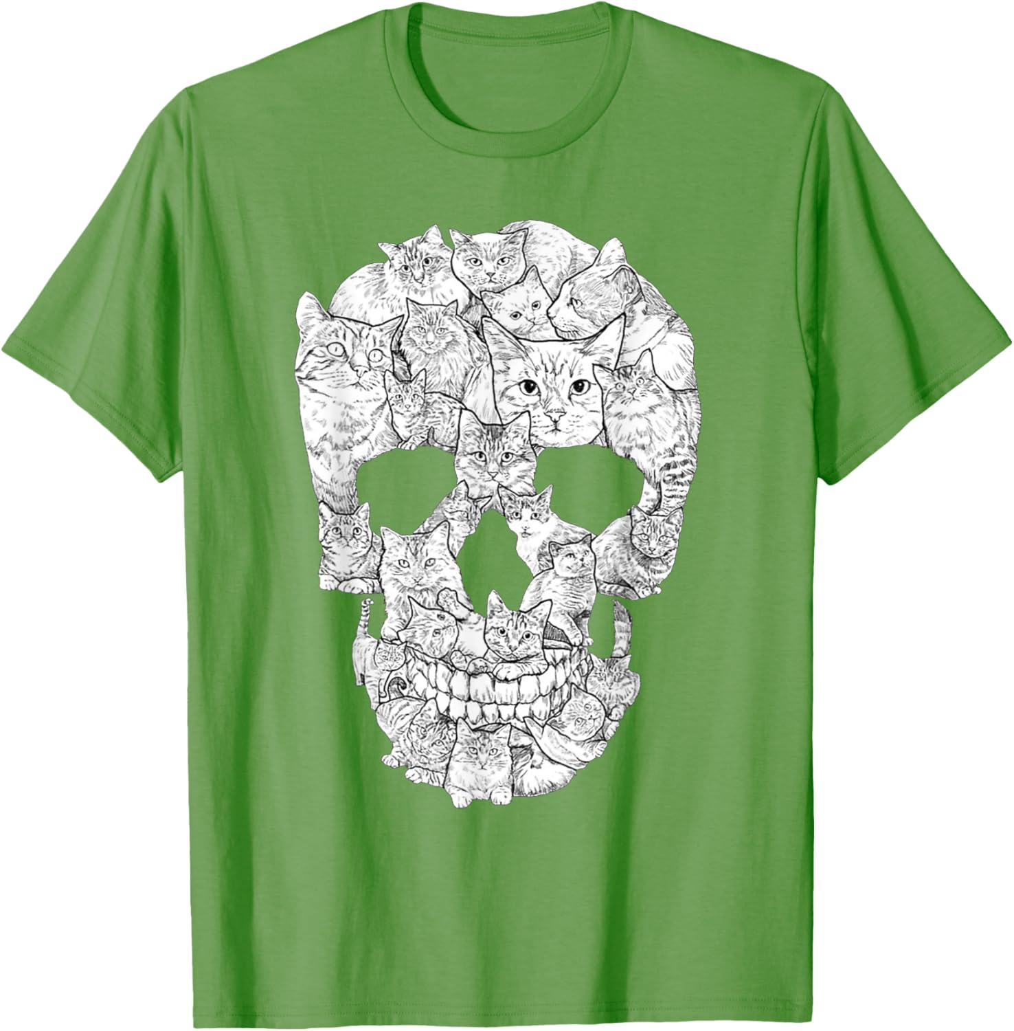 Cat Skull T-Shirt for Halloween - Fun Kitty Skeleton Tee for All Ages - 13