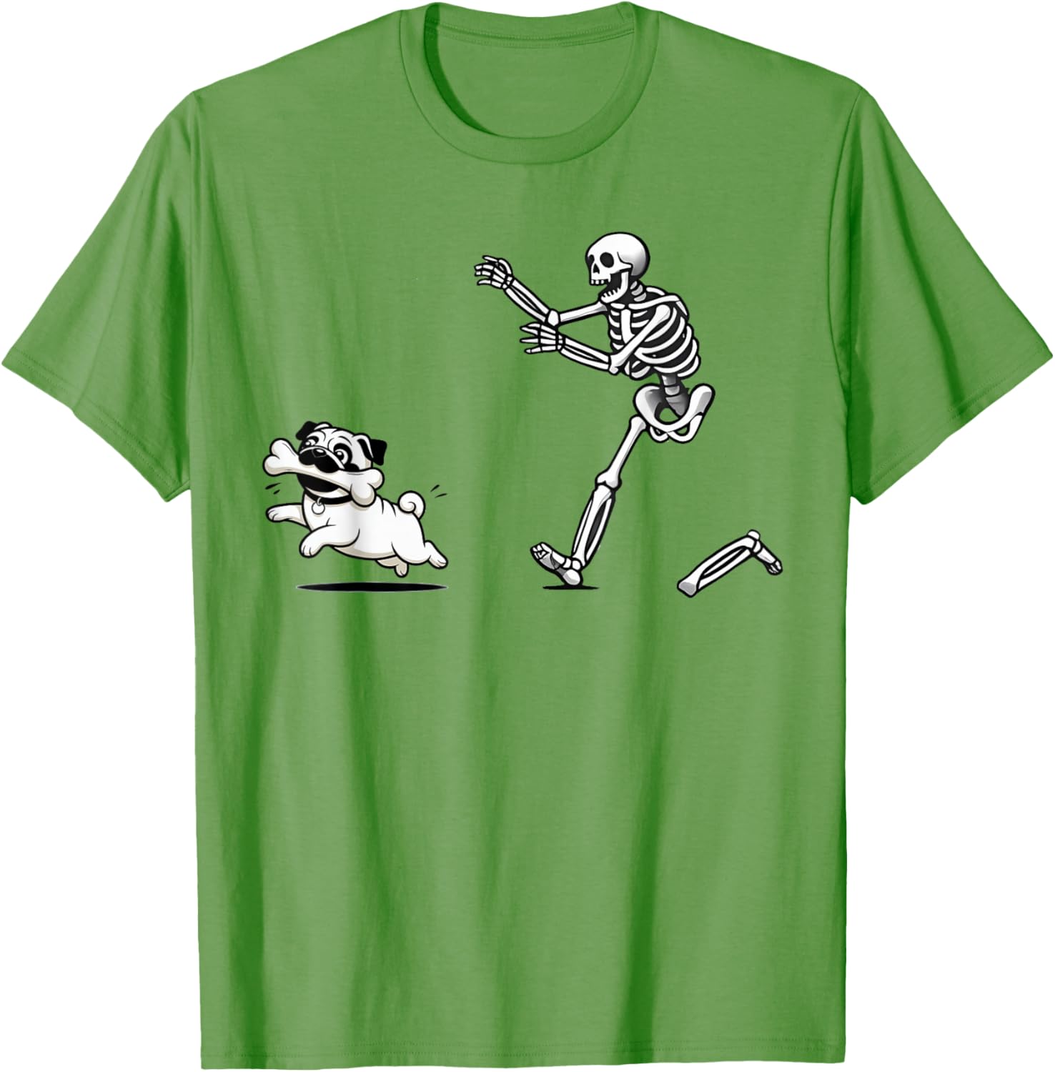 Funny Pug Stealing Bone from Skeleton T-Shirt for Dog Lovers - 21