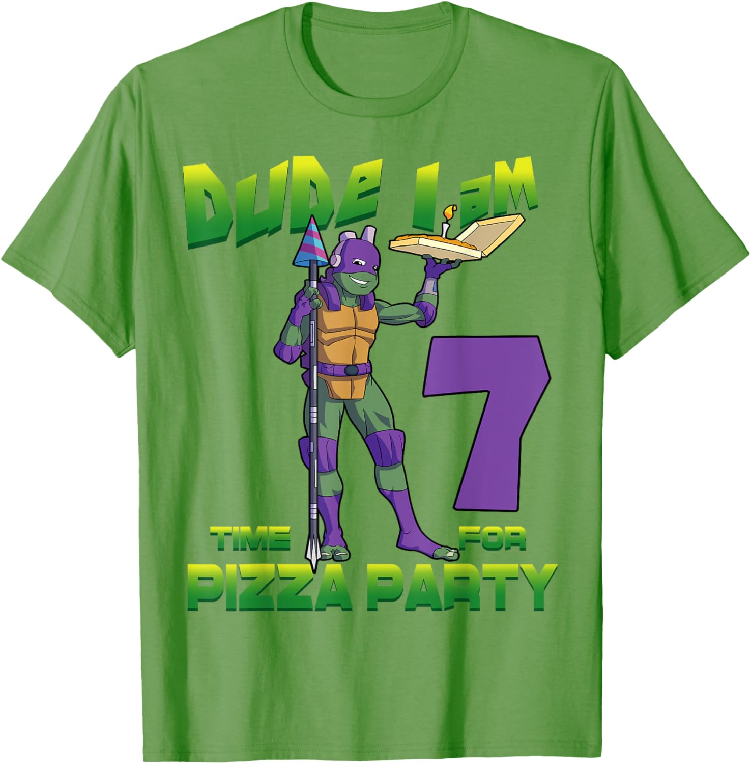 Cool TMNT Donatello Pizza Birthday Party T-Shirt for 7 Year Old Boys - 26
