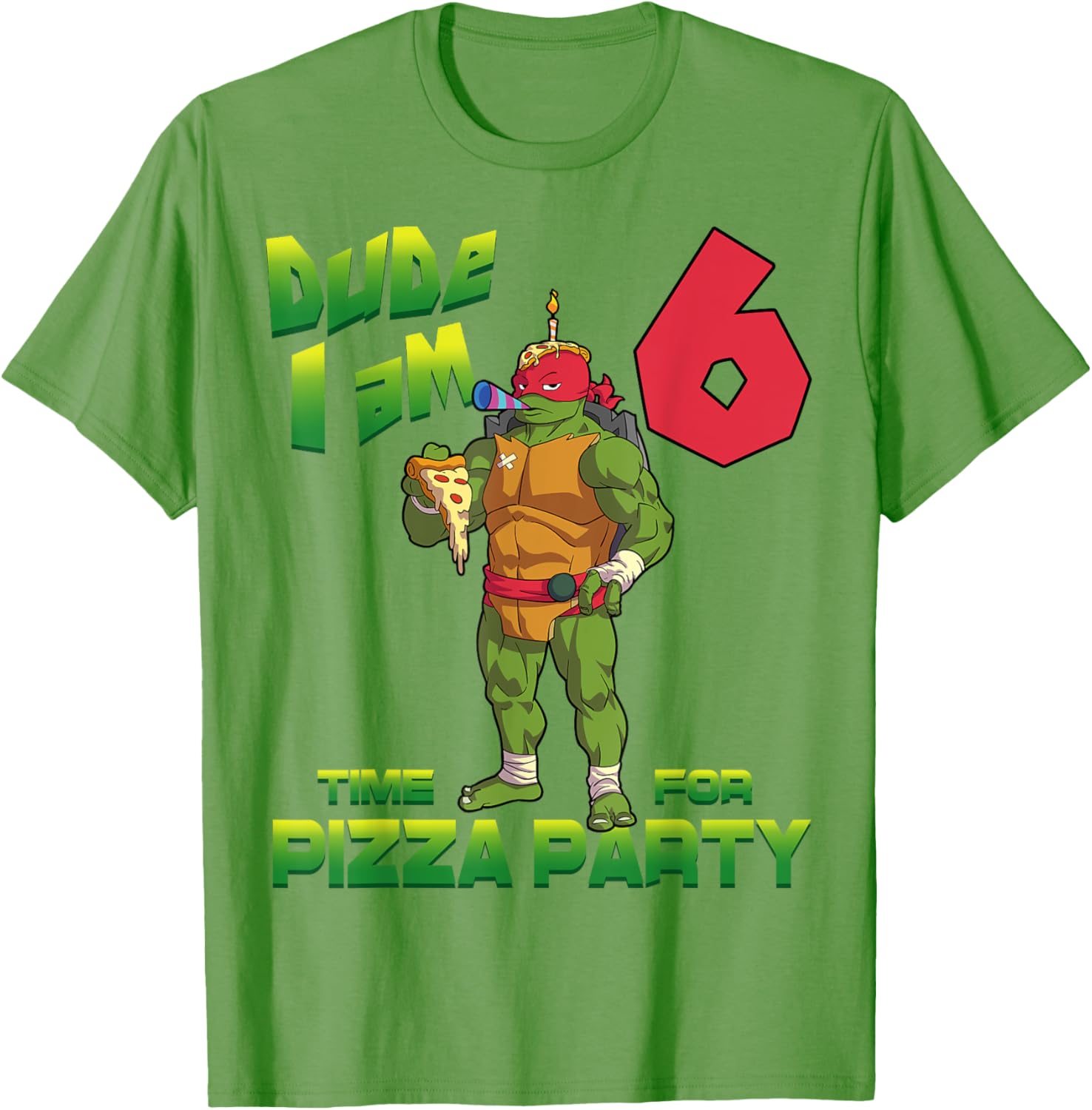 Mademark Ninja Turtles Raphael 6th Birthday Pizza Party T-Shirt - 12