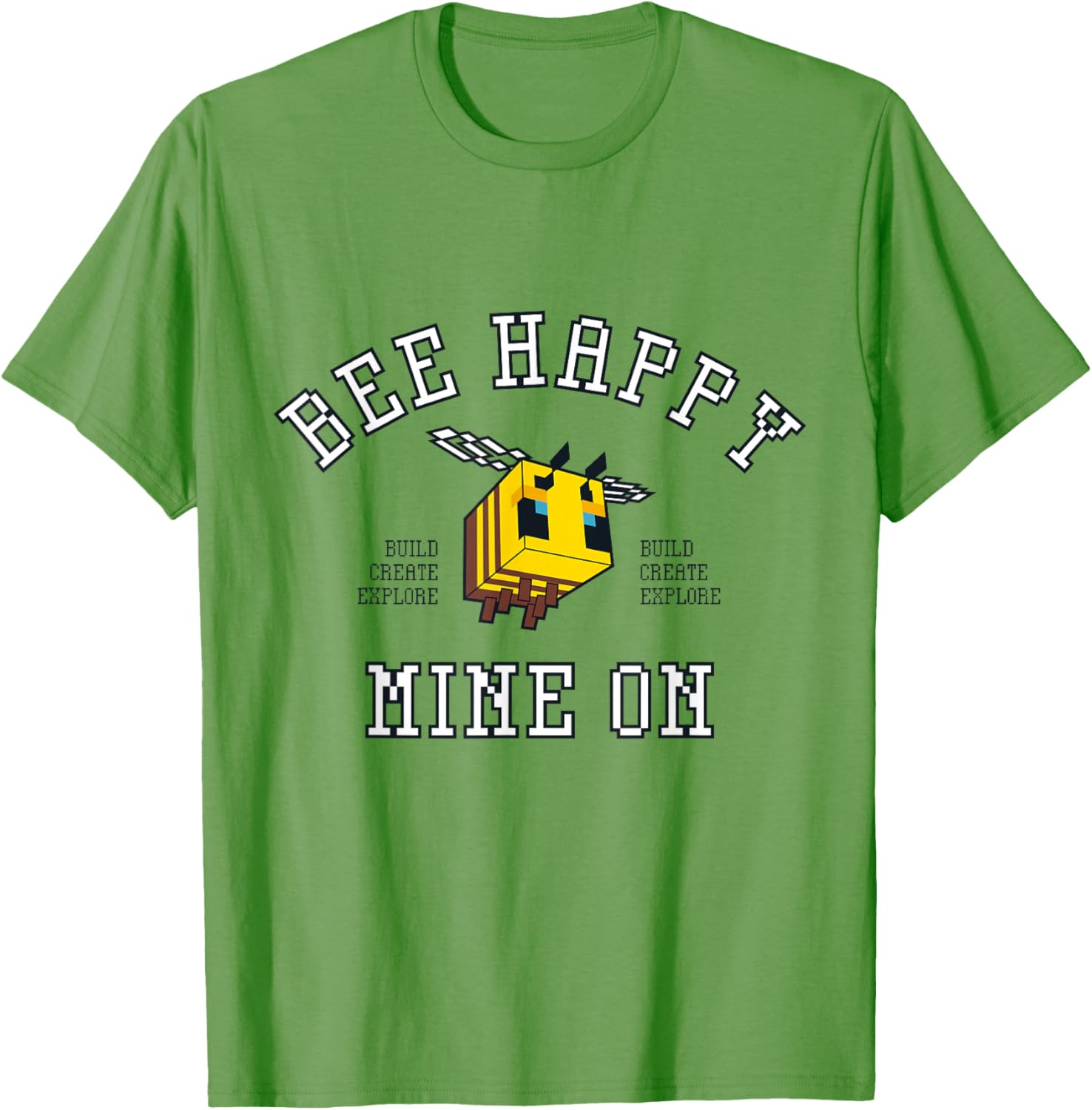 Minecraft Bee Happy T-Shirt for Gamers - Build Explore Create Fun Apparel - 4