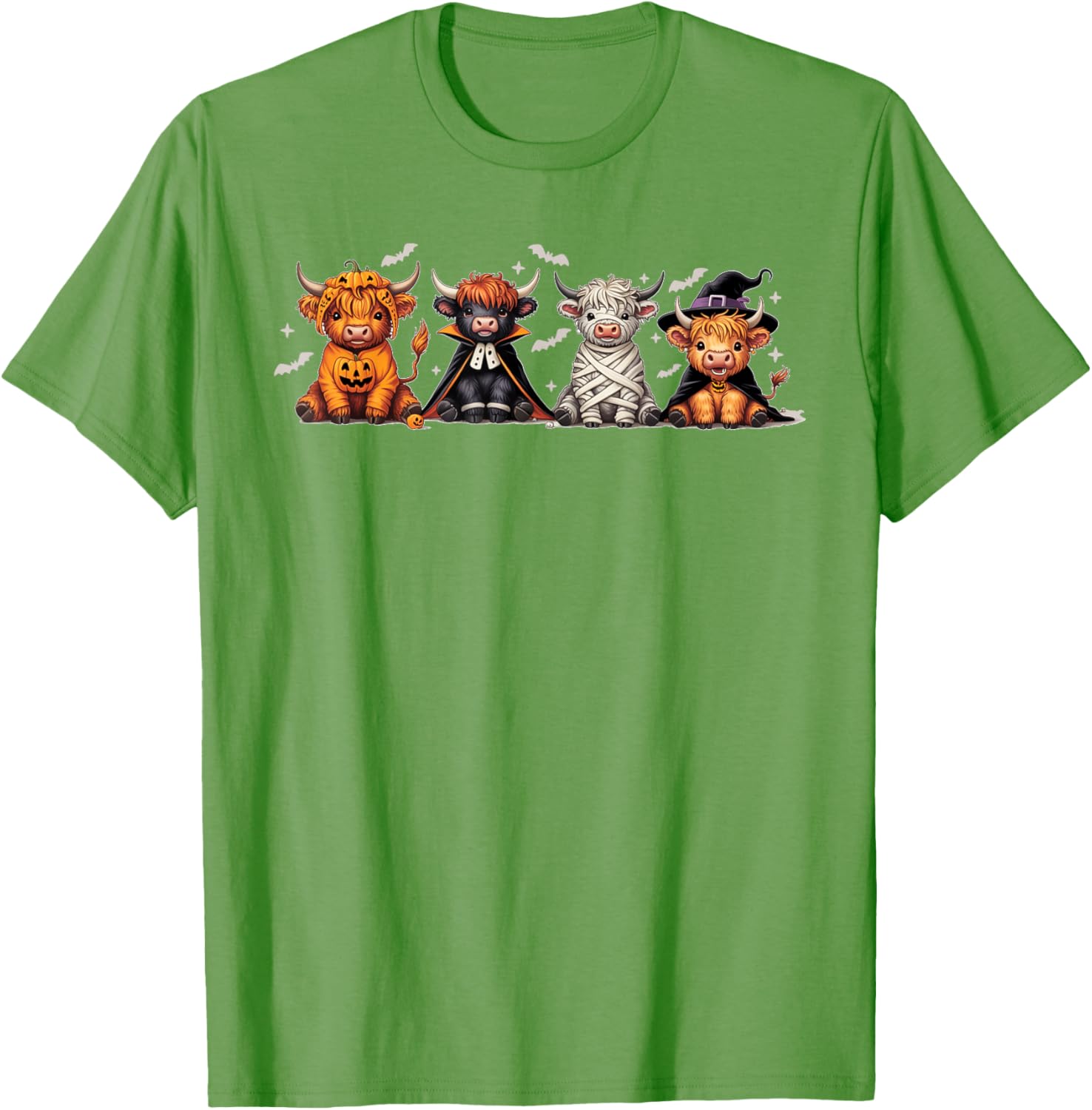 Spooky Halloween Highland Cow Cross Stitch T-Shirt for Festive Fun - 13