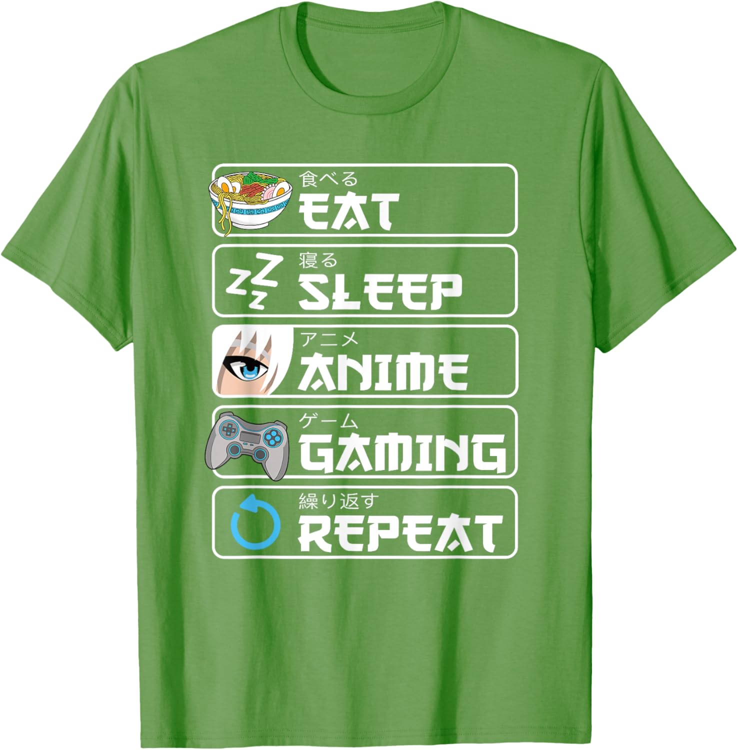 Eat Sleep Anime Gaming Repeat T-Shirt for Otaku Boys and Men - 16
