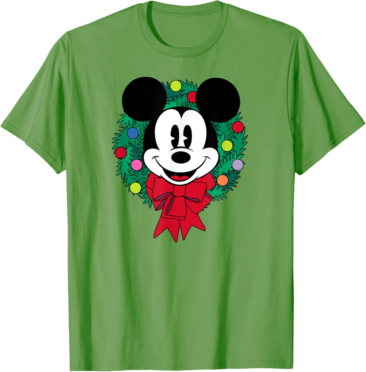 Festive Mickey Mouse Christmas Wreath T-Shirt for Men, Blue Small - 7
