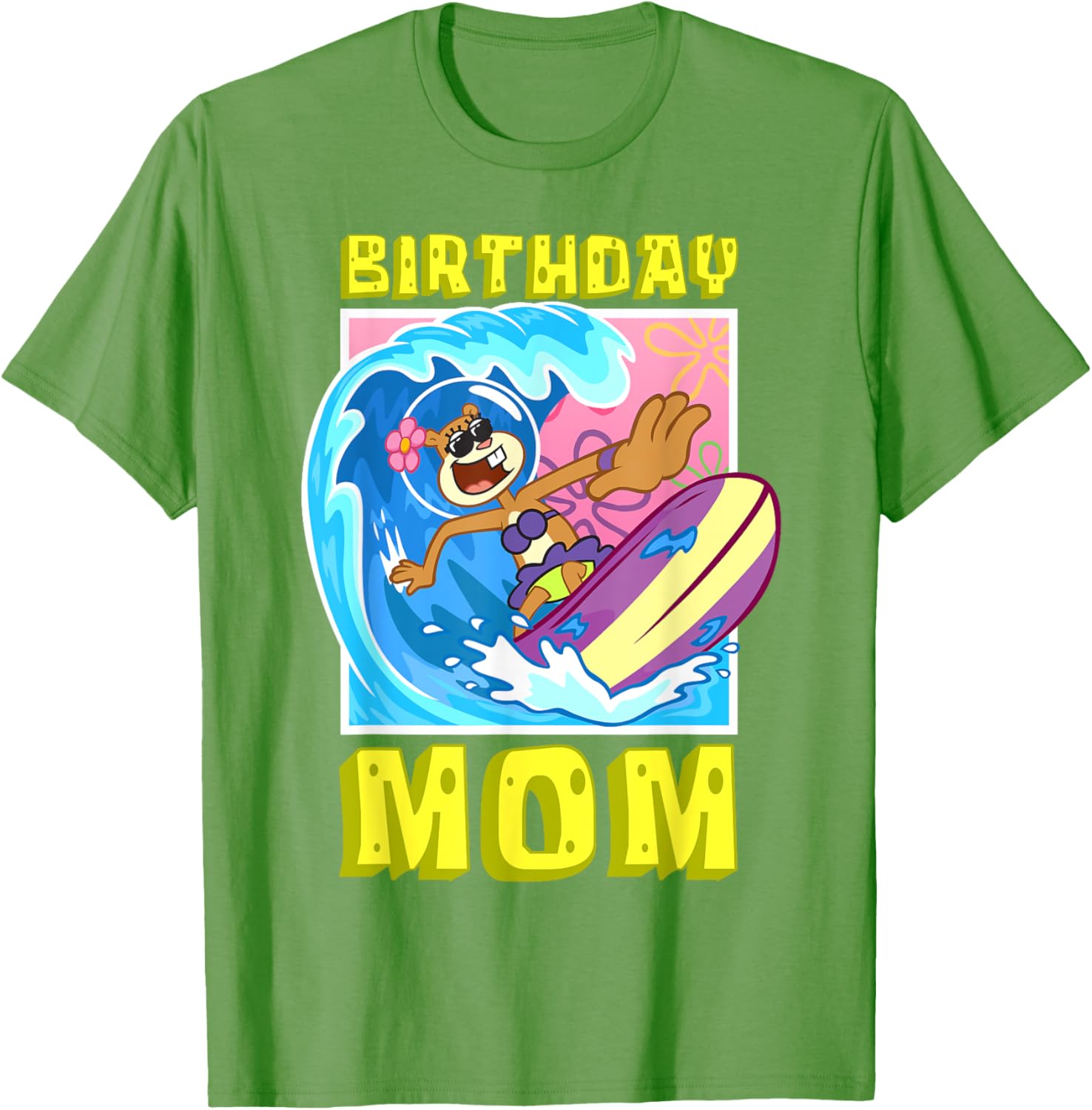 Sandy Birthday Mom Surfing SpongeBob T-Shirt Cool Gift for Moms - 13