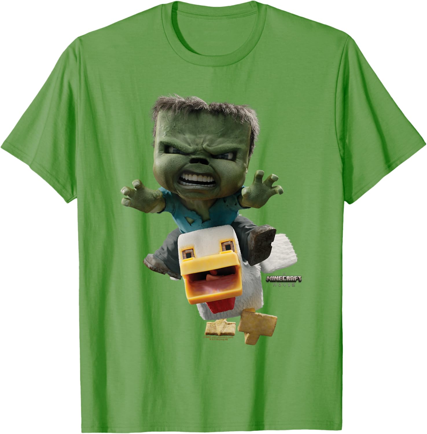 Cool Minecraft Movie Chicken Jockey Baby Zombie Attack T-Shirt for Kids - 3