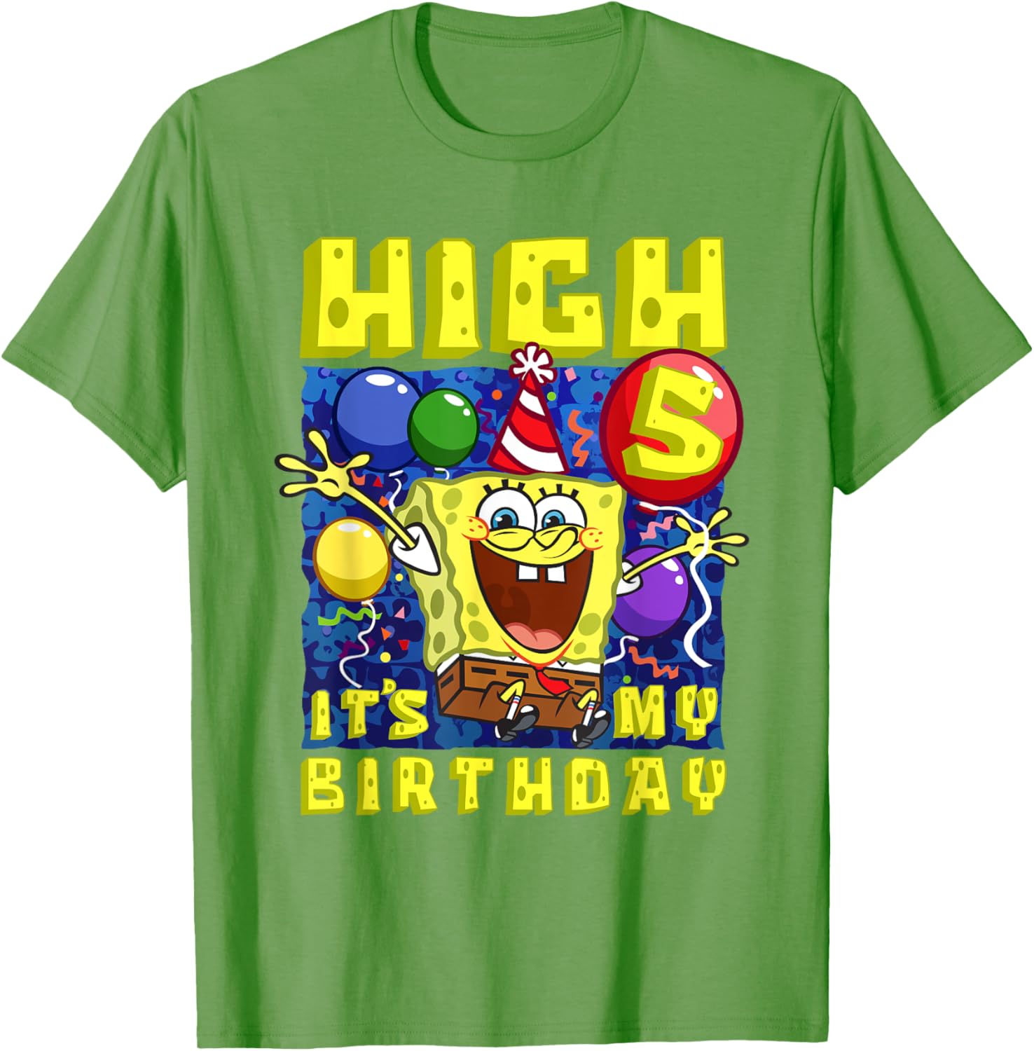 SpongeBob SquarePants Birthday T-Shirt for Boys and Girls Age 5 - 1