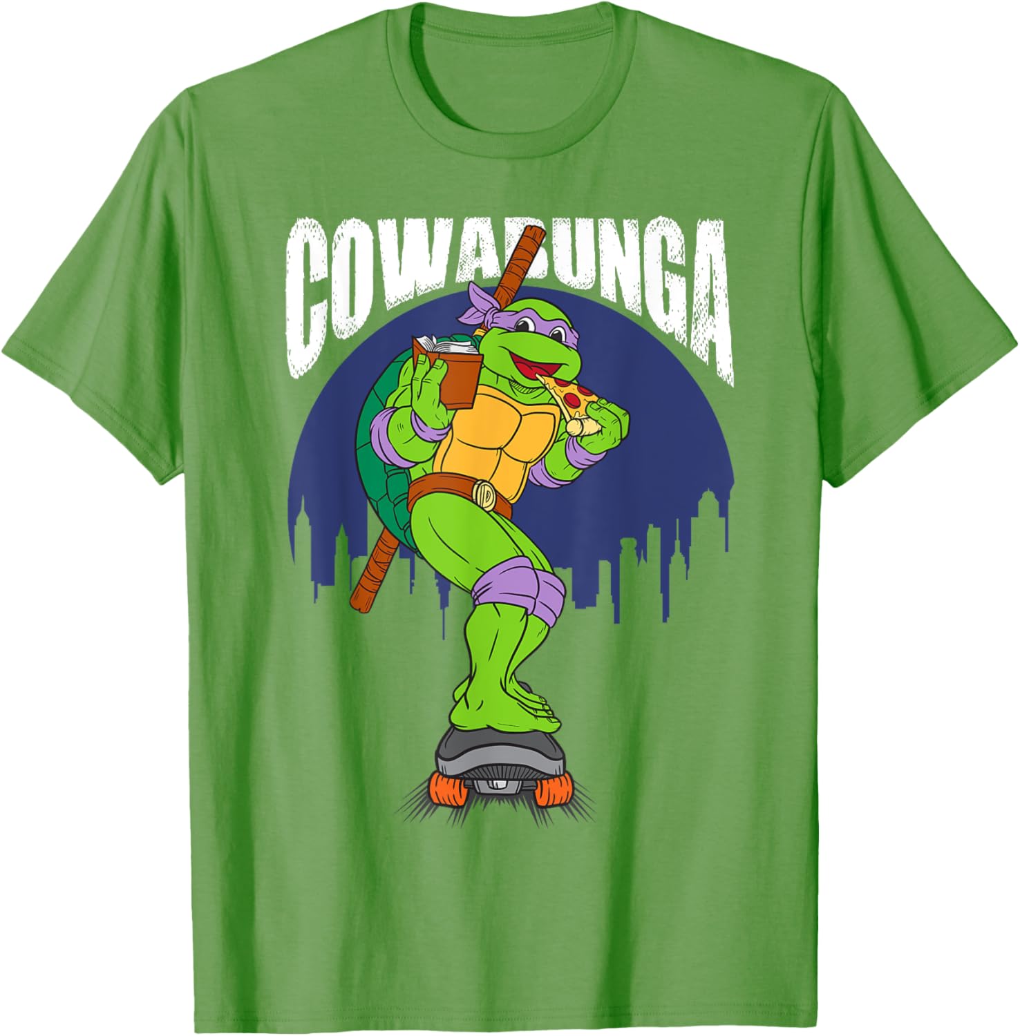 Cowabunga Donatello on Skates Pizza T-Shirt for TMNT Fans - 16