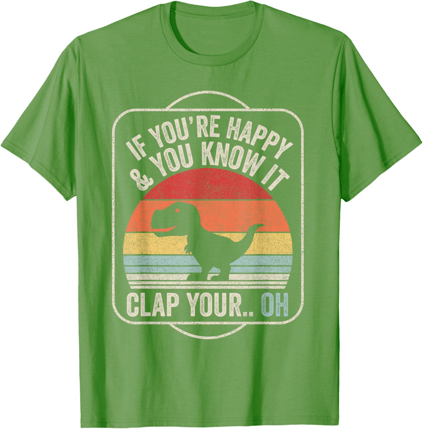 Catch Some Rays T-Rex Happy Dino Vintage Black Short Sleeve T-Shirt - 7