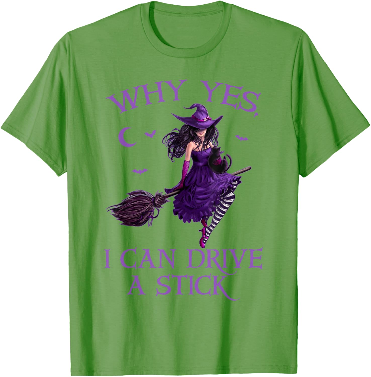 Funny Witch T-Shirt for Women - Why Yes I Can Drive a Stick Halloween Tee - 3