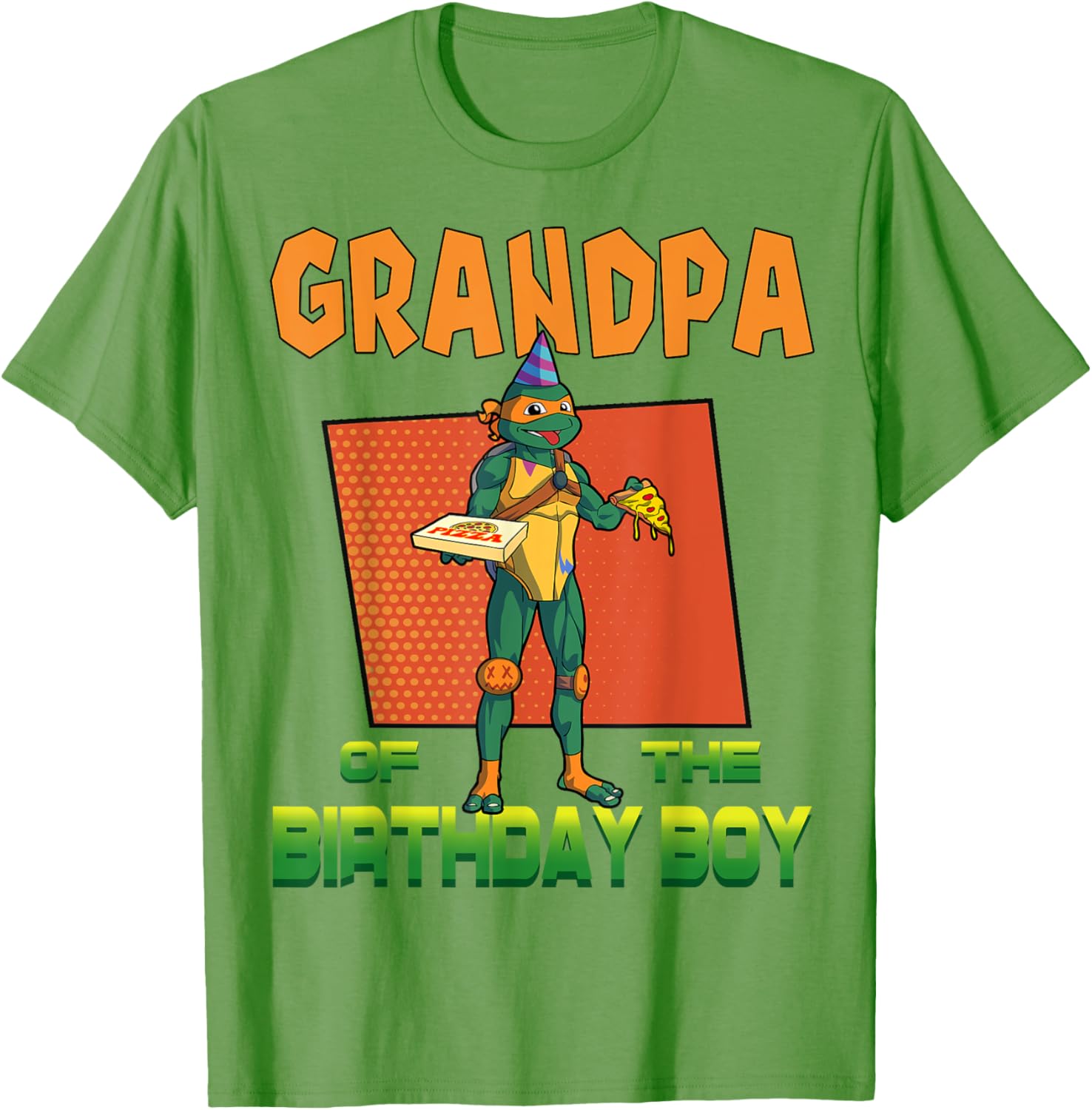 Mademark X TMNT Mikey Grandpa Birthday Pizza Party T-Shirt for Kids - 23