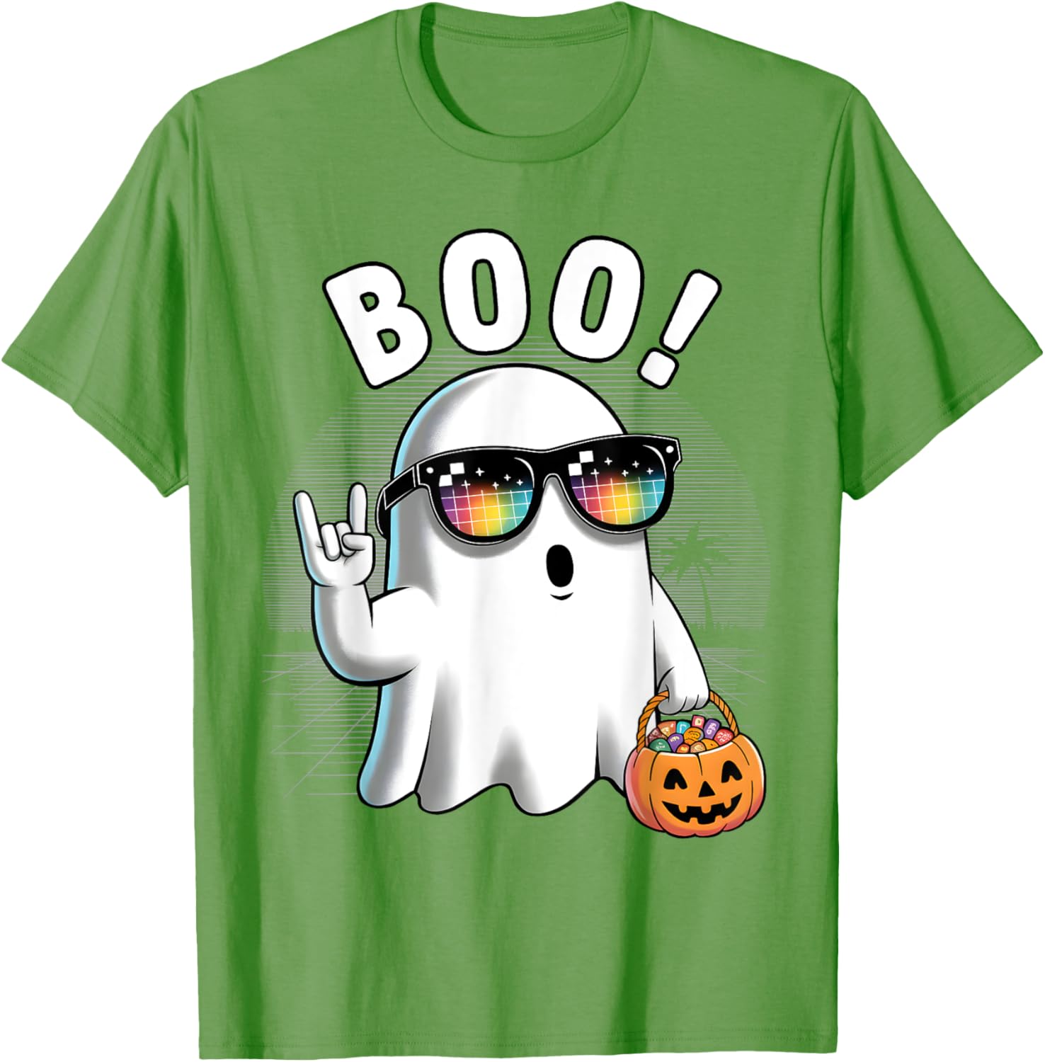 Rock Ghost Retro Halloween Pumpkin T-Shirt for Fun Spooky Style - 3