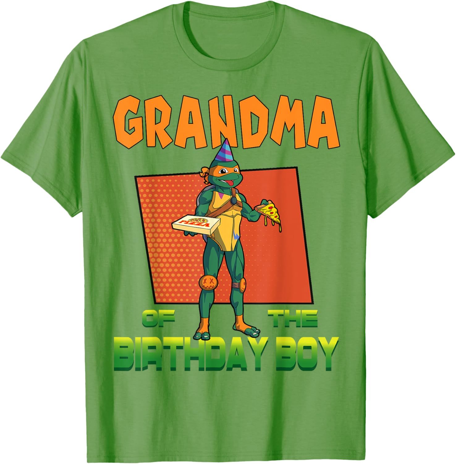 Mademark TMNT Mikey Grandma Birthday Boy Pizza Party T-Shirt for Kids - 12