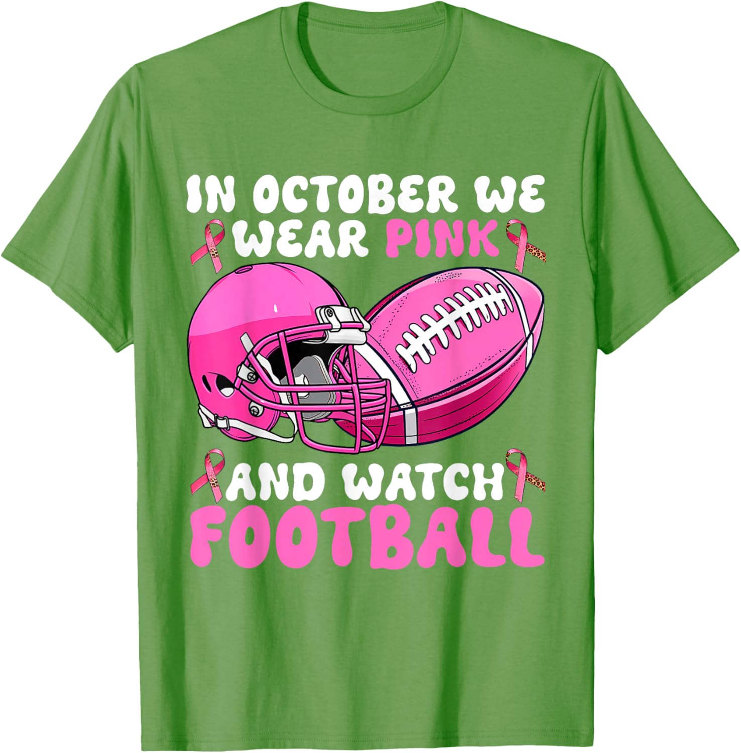 In October We Wear Pink Breast Cancer Awareness Football T-Shirt for Support - 7