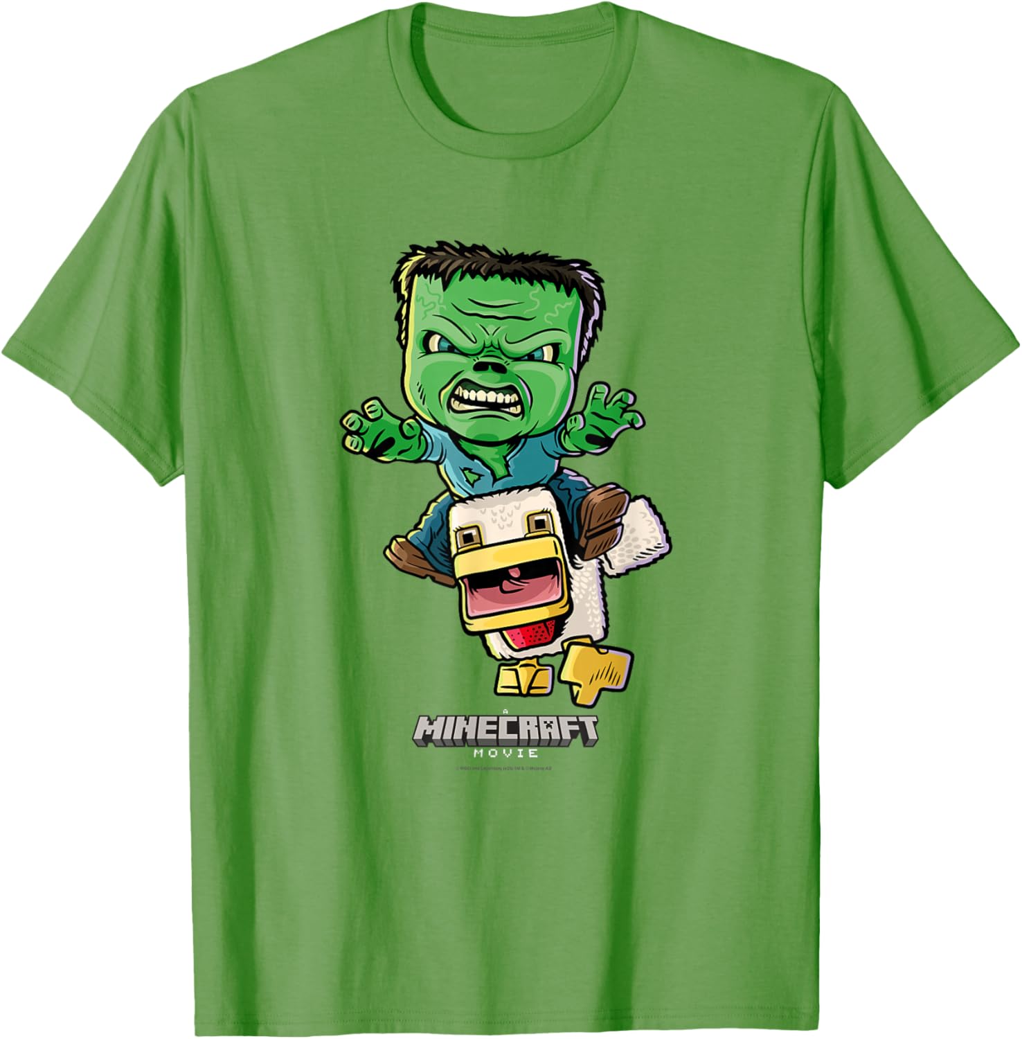 Minecraft Chicken Jockey Baby Zombie Animated T-Shirt for Kids and Fans - 10