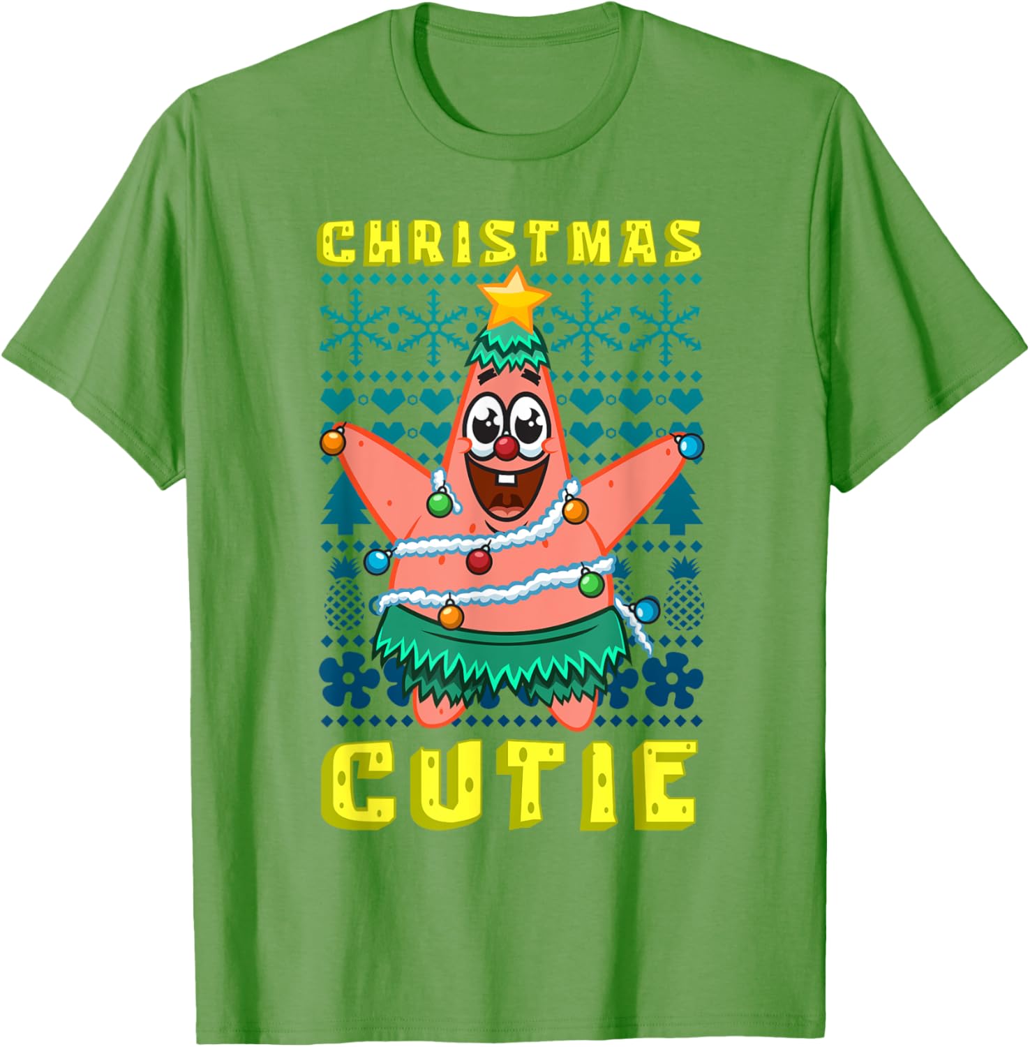 SpongeBob Patrick Star Christmas T-Shirt Cute Holiday Lights Design - 1