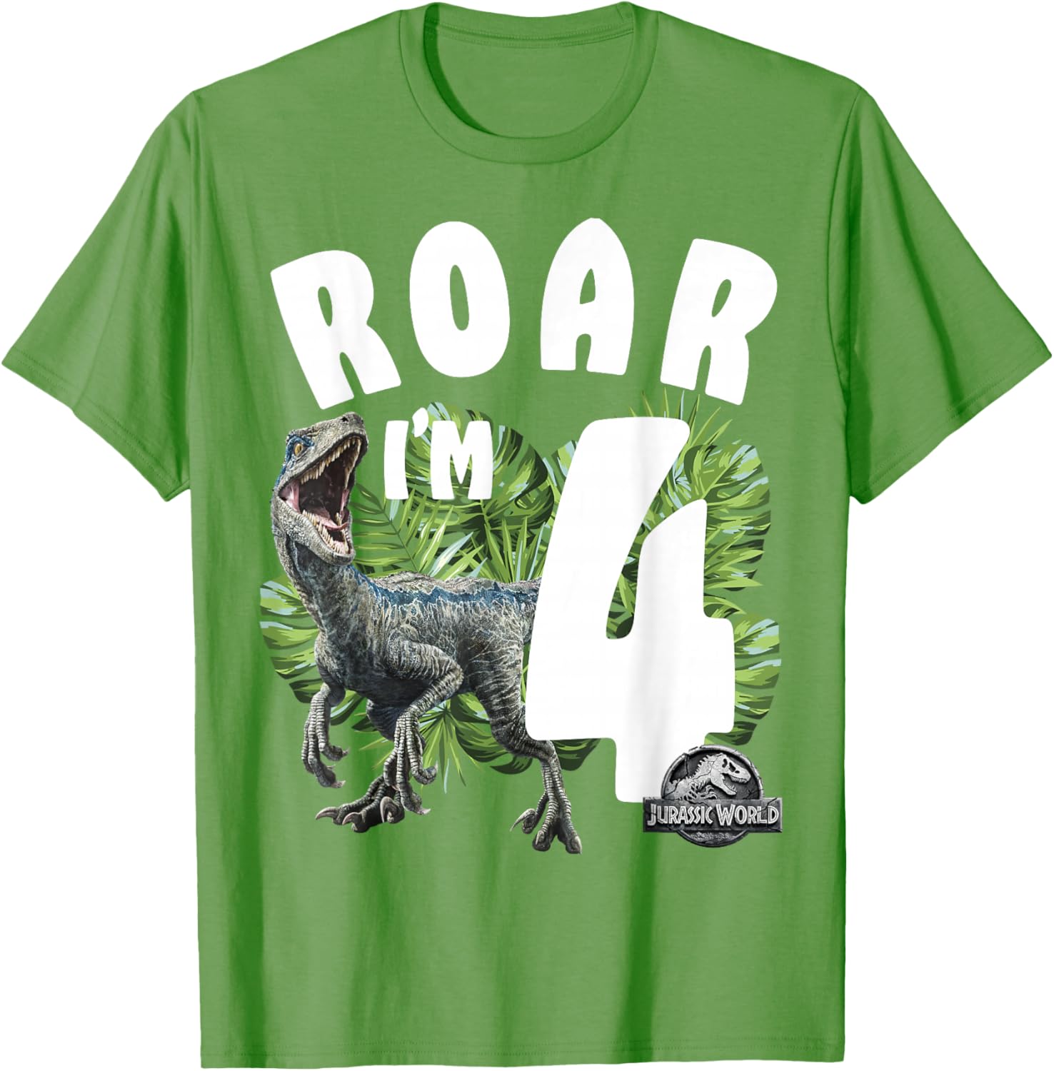 Jurassic World Raptor Roar I'm 4 T-Shirt for Kids Birthday Celebration - 8