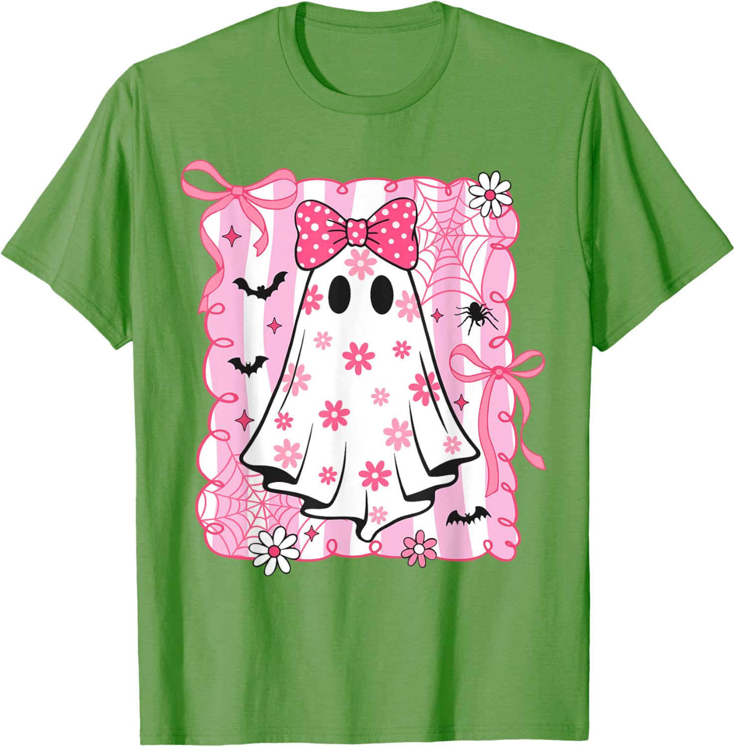 Spooky Vibes Pink Ghost T-Shirt for Women and Kids - Perfect Halloween Style - 14
