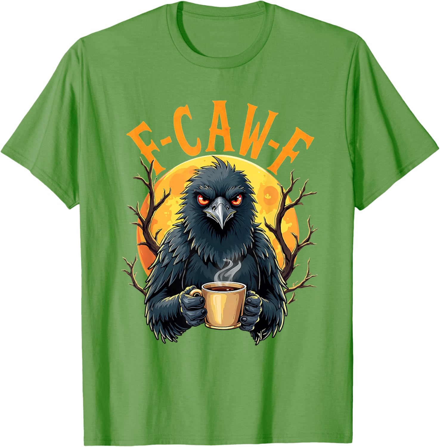 Funny Coffee Crow Gothic Raven F Caw Halloween T-Shirt for Spooky Fun - 6