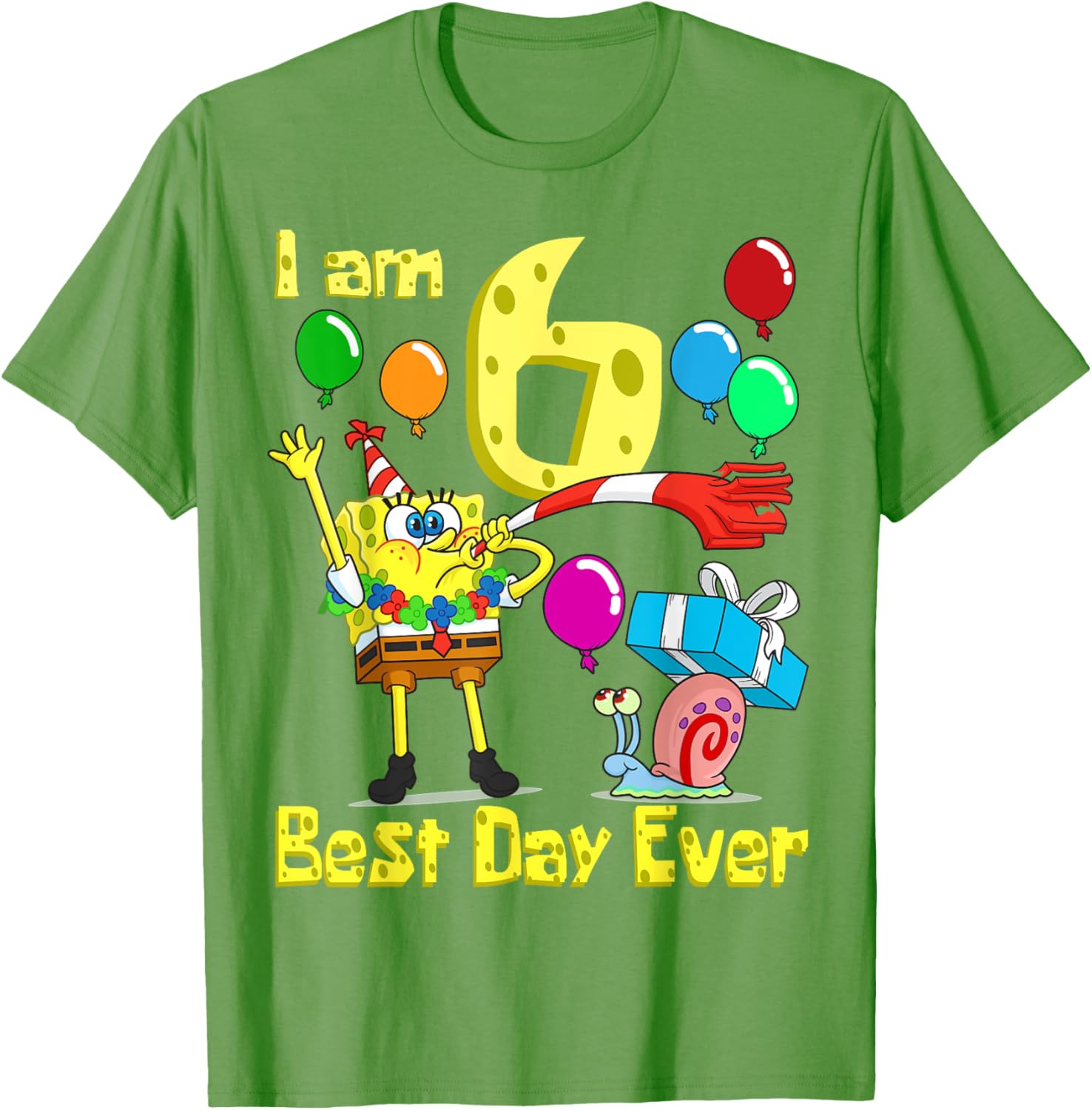 SpongeBob SquarePants Birthday T-Shirt for 6 Year Olds Fun Party Wear - 16