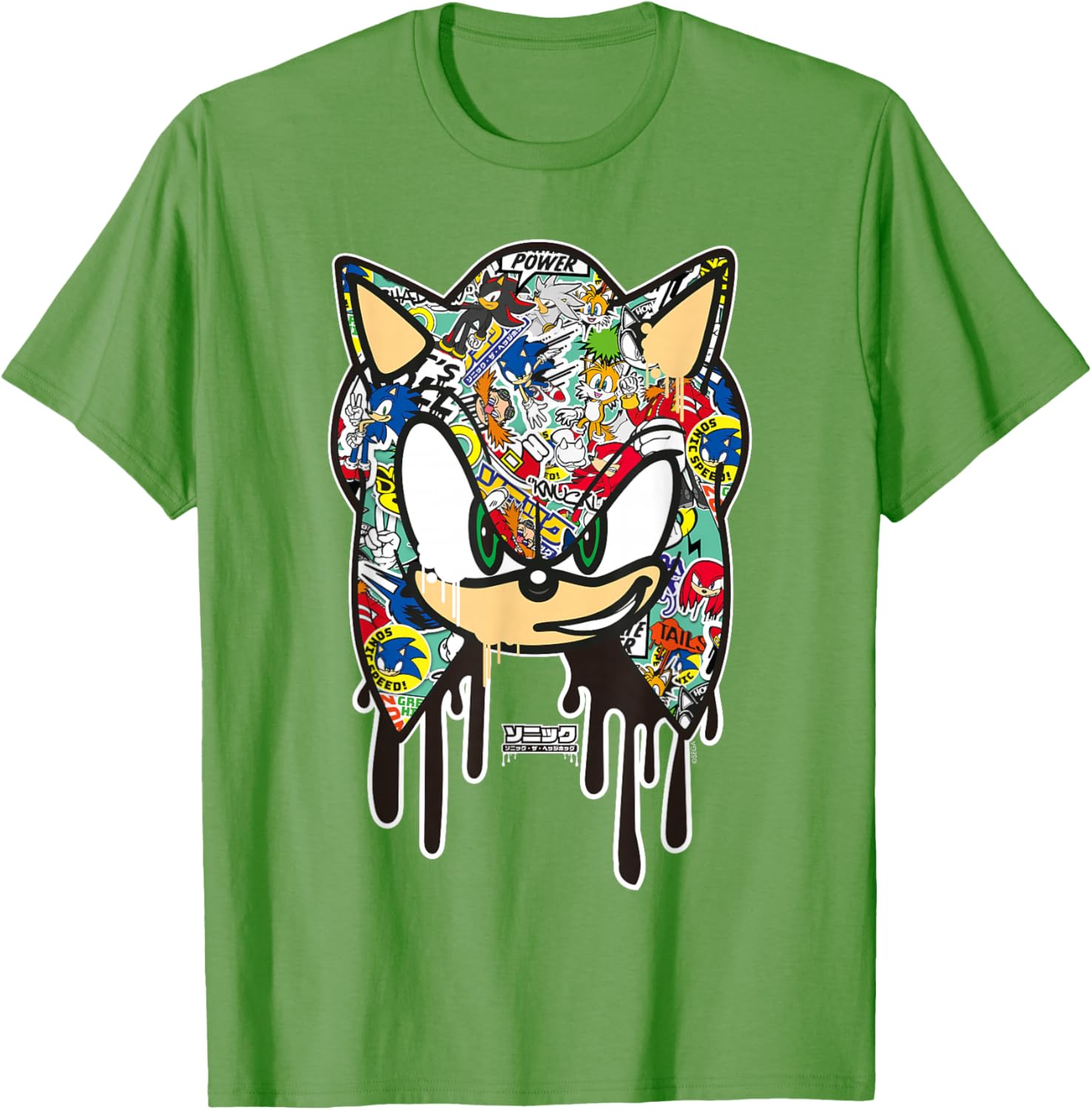 Sonic the Hedgehog Sticker T-Shirt for Fans of Cool Cartoon Style - 9
