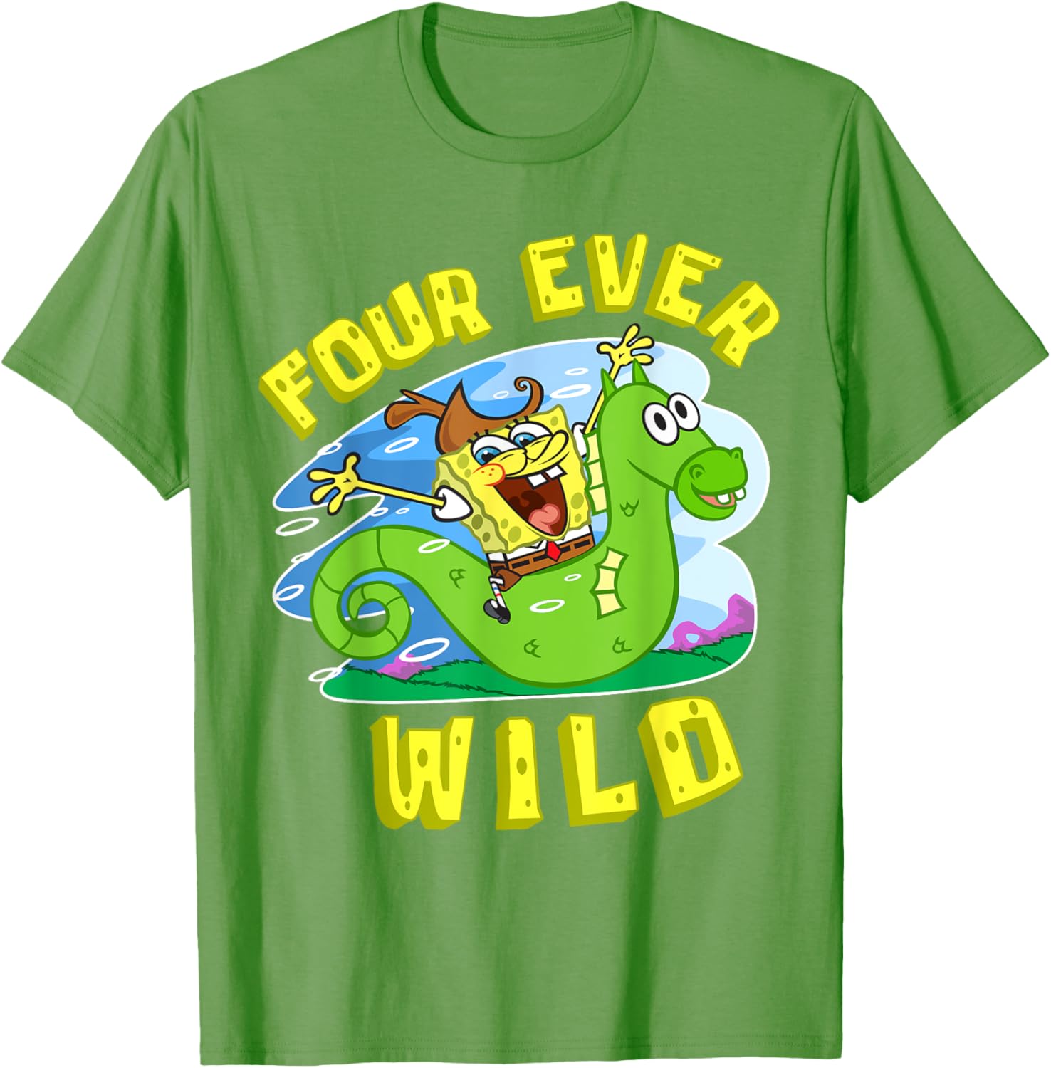 Mademark SpongeBob 4th Birthday T-Shirt for Boys Fun and Colorful Gift - 8