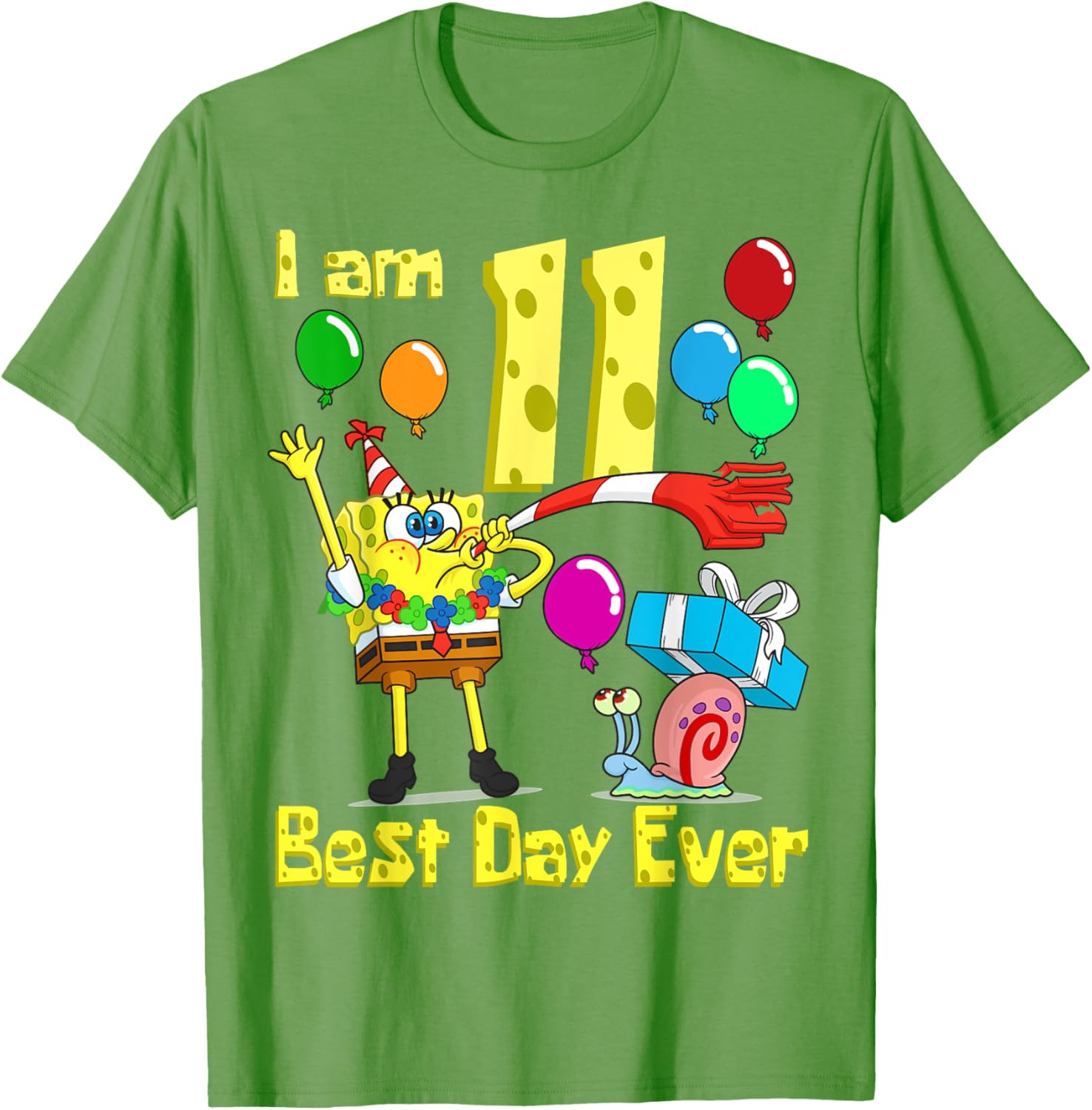 SpongeBob Birthday T-Shirt for 11 Year Olds Fun Party Apparel - 14