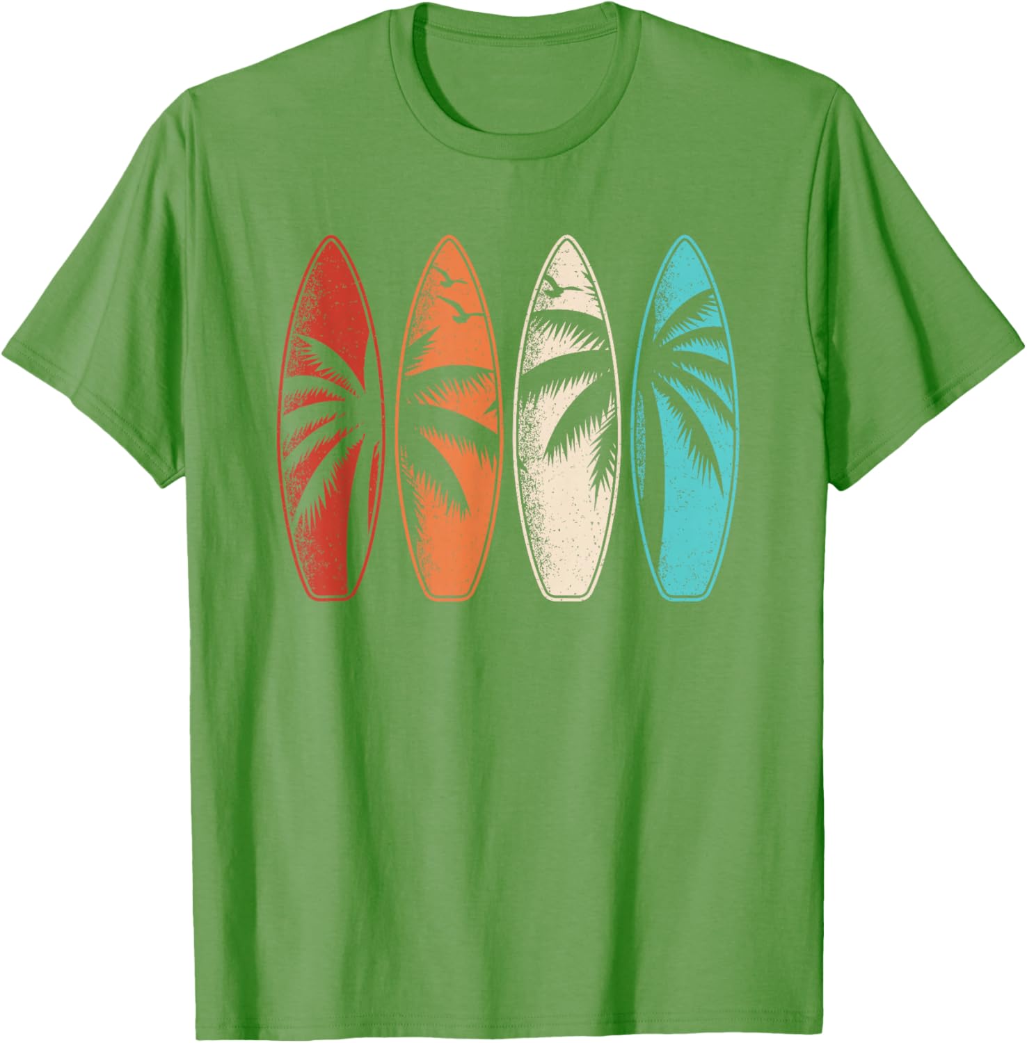 Tropical Hawaii Surfing Palm Tree Retro Surfboard T-Shirt Design - 12