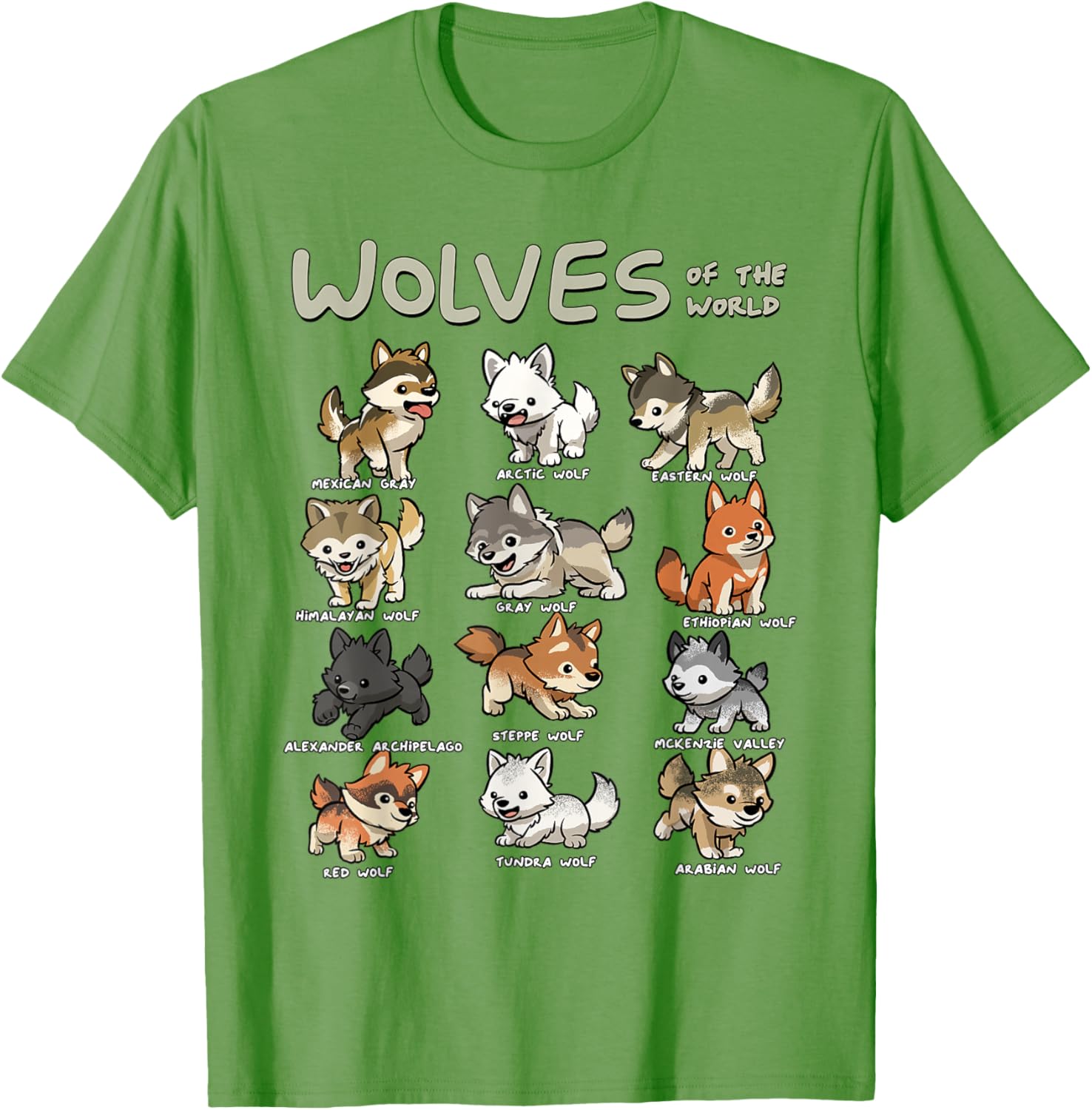 Charming Chibi Wolf T-Shirt for Animal Lovers - Cute Wolves Design - 25