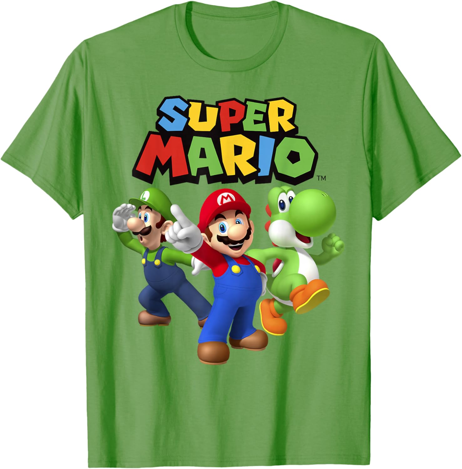 Super Mario Group Shot T-Shirt Featuring Luigi and Yoshi Fun Design - 5