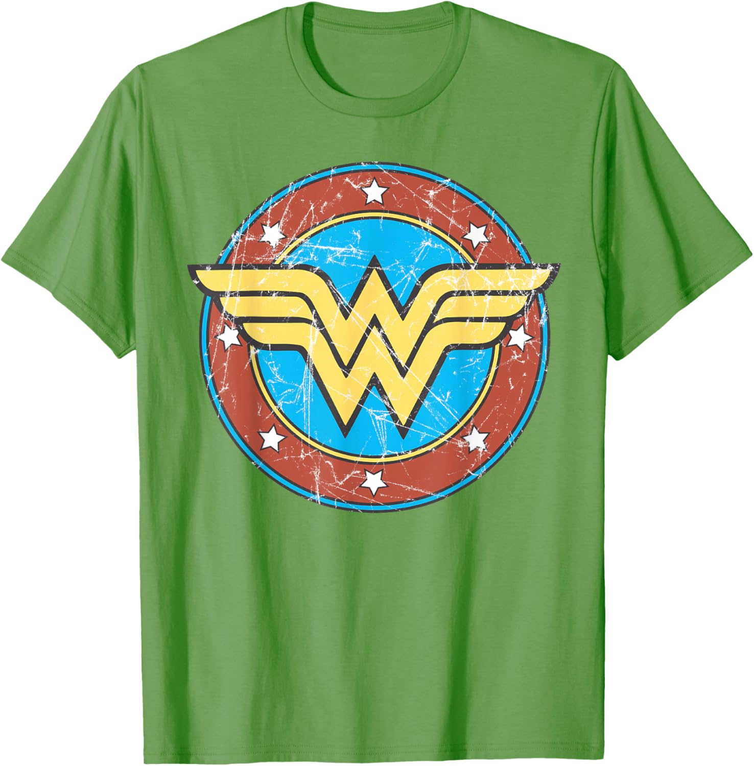 DC Wonder Woman Distressed Logo Circle T-Shirt for Superhero Fans - 3